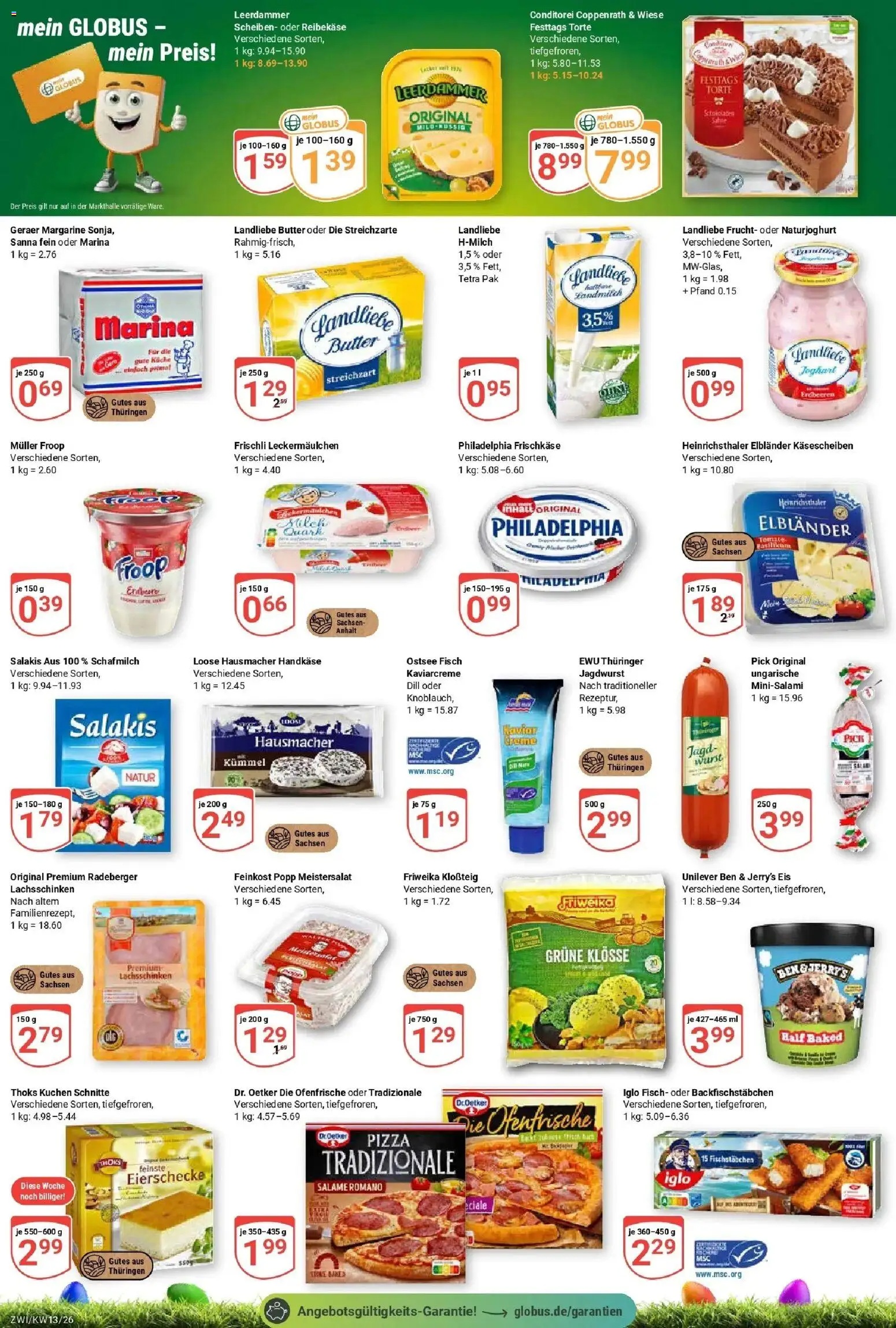 Globus prospekt Zwickau	 – gültig ab 23.03.2026 | Seite: 2 | Produkte: Quark, Landliebe butter, Fisch, Wurst