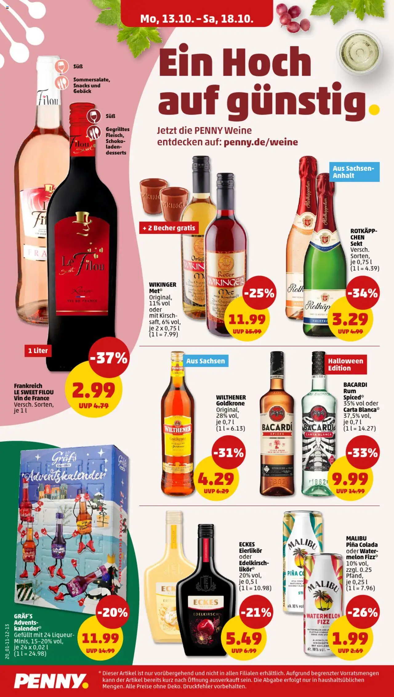 Penny Prospekt 	 – gültig ab 13.10.2025 | Seite: 24 | Produkte: Bacardi, Wilthener, Sekt, Likör