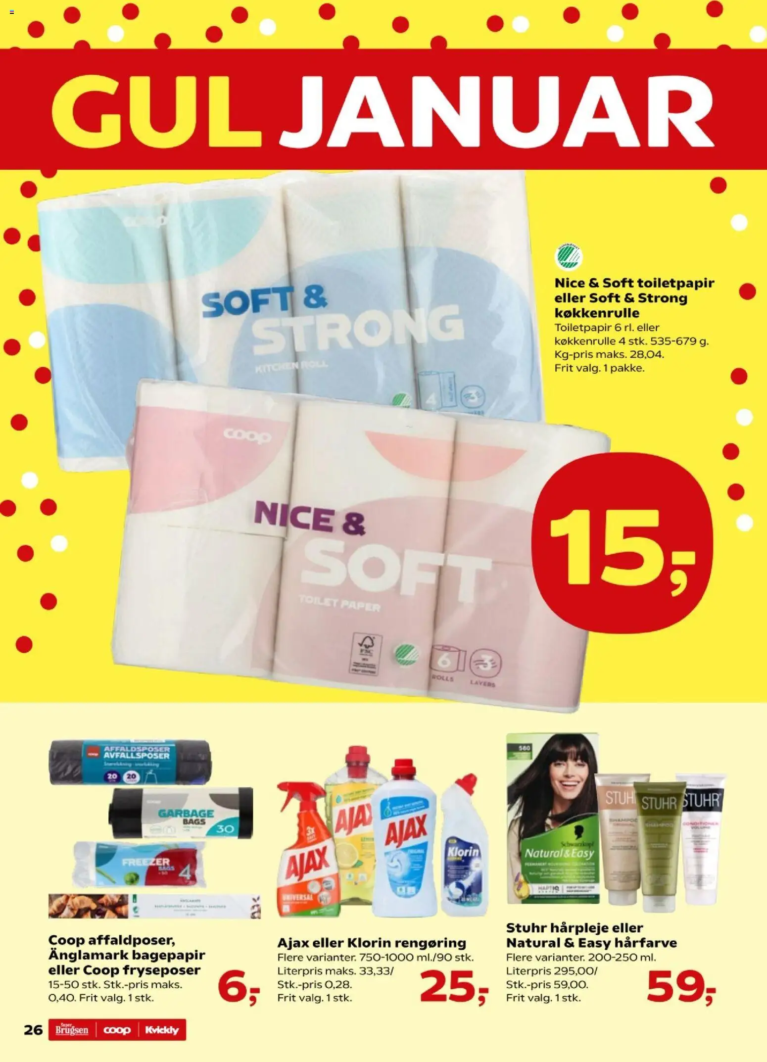 Kvickly tilbudsavis – gyldig fra 09.01.2026 | Side: 26 | Produkter: Shampoo, Hårfarve, Toilet