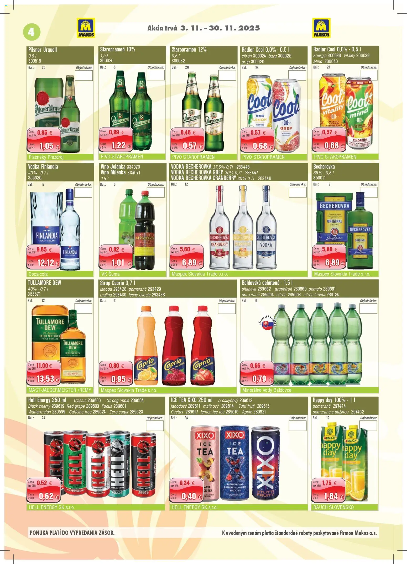 Nové Makos akcie – leták je platný od 03.11.2025 | Strana: 4 | Produkty: Víno, Apple, Ananás, Grep