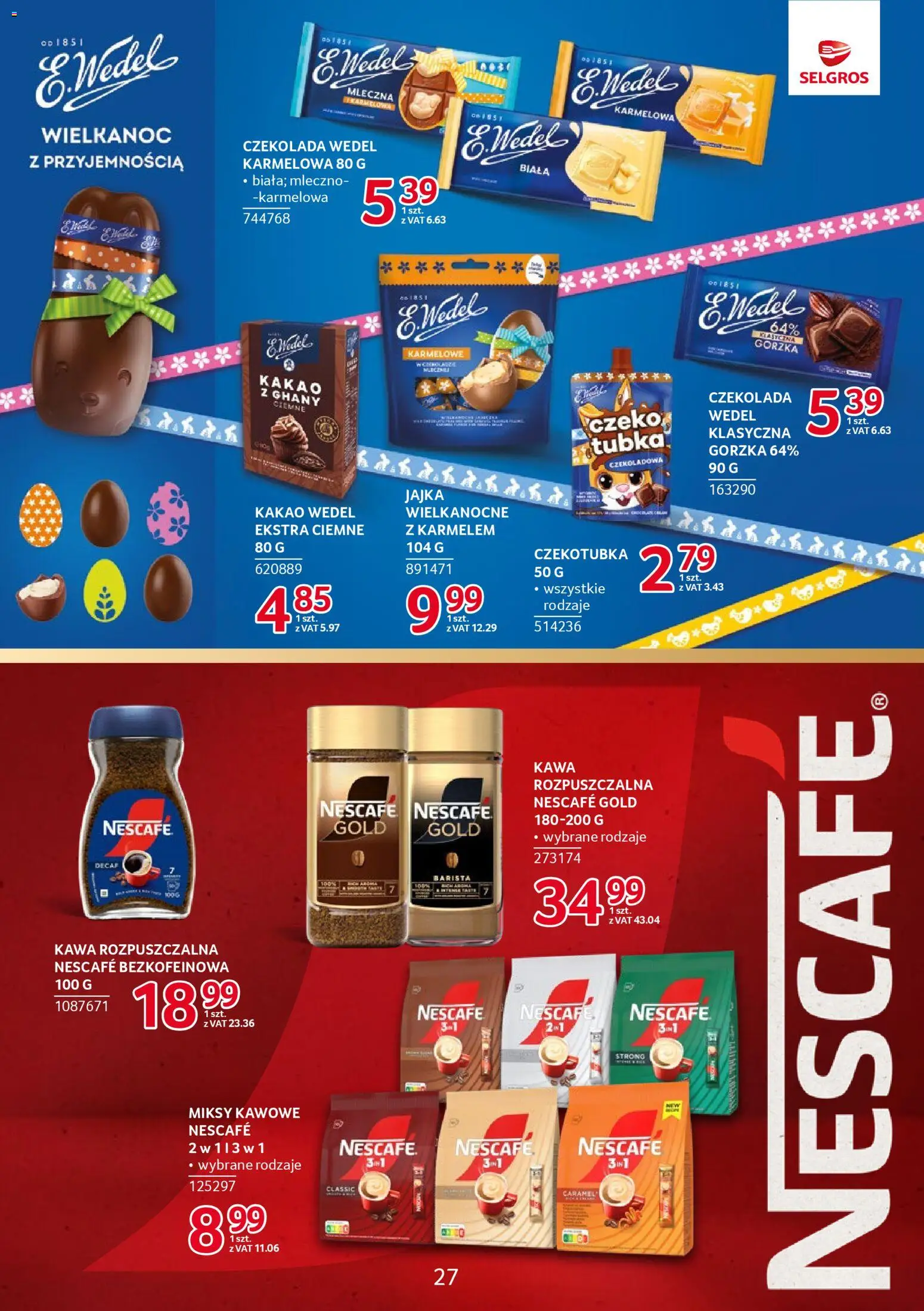 Selgros cash&carry gazetka - Markowe produkty od 26.03.2026 | Strona: 27 | Produkty: Kakao, Kawa rozpuszczalna, Kawa, Czekolada