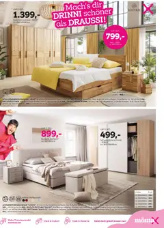 Mömax Prospekt 	 – gültig ab 08.09.2025 | Seite: 3 | Produkte: Bett, Schwebetürenschrank, Drehtürenschrank, Nachtkästchen