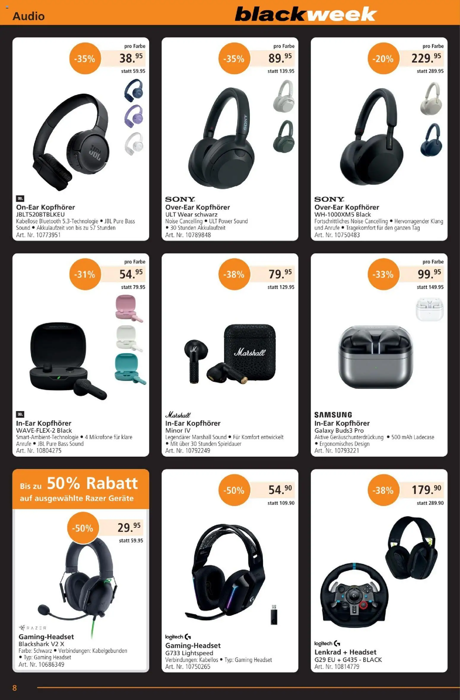 Fust - Black Friday – gültig ab 25.11.2025 | Seite: 8 | Produkte: Audio, Kopfhörer, Samsung, Sony