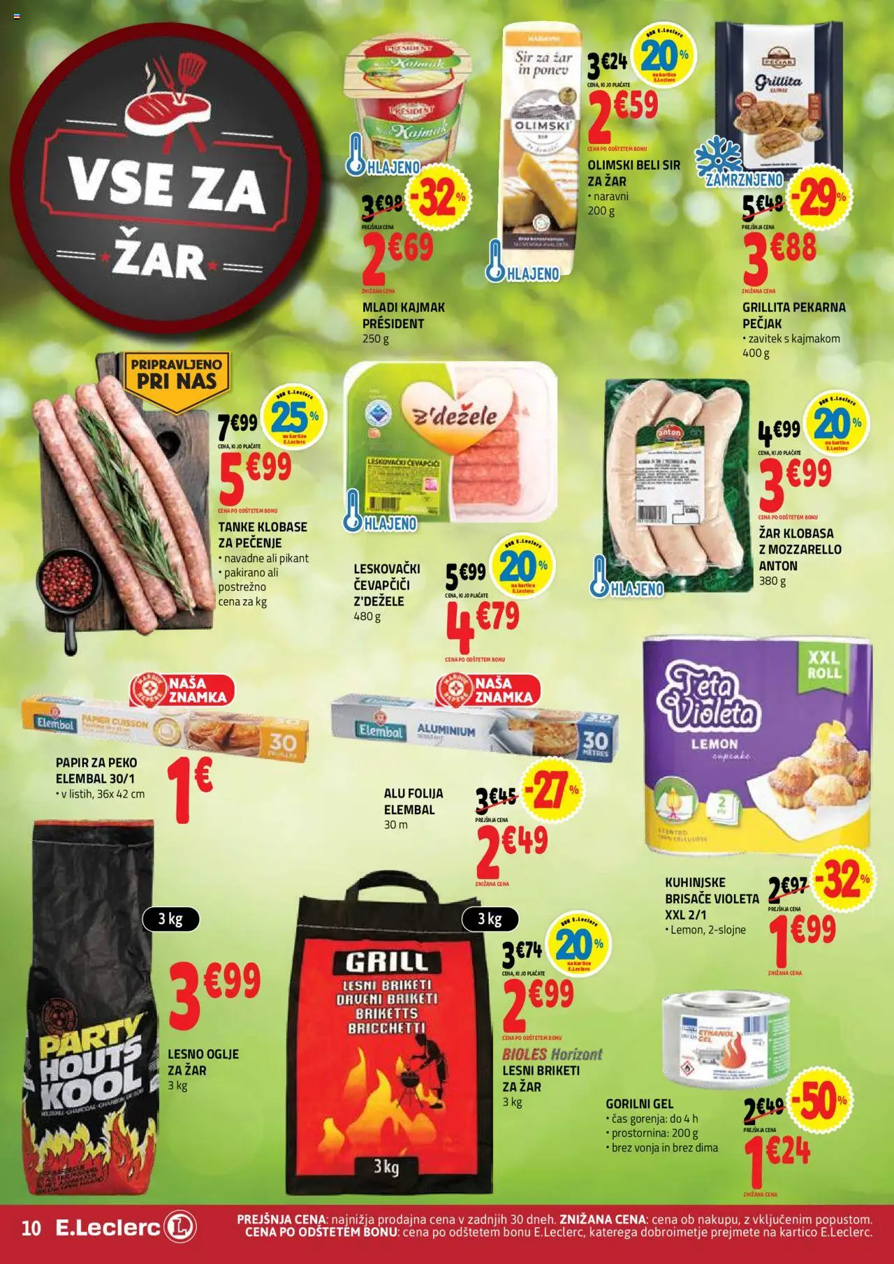 E.leclerc katalog │ velja od 13.08.2025 | Stran: 10 | Izdelki: Zar, Sir, Kuhinjske brisače, Lesni briketi