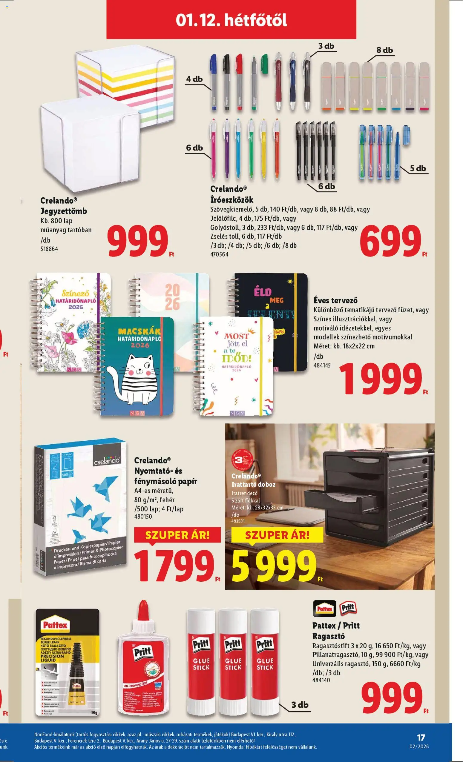 Lidl akciós ujság - amely érvényes a következő dátumtól: 08.01.2026 | Oldal: 17 | Termékek: Ragasztó, Nyomtató, Játékok, Doboz