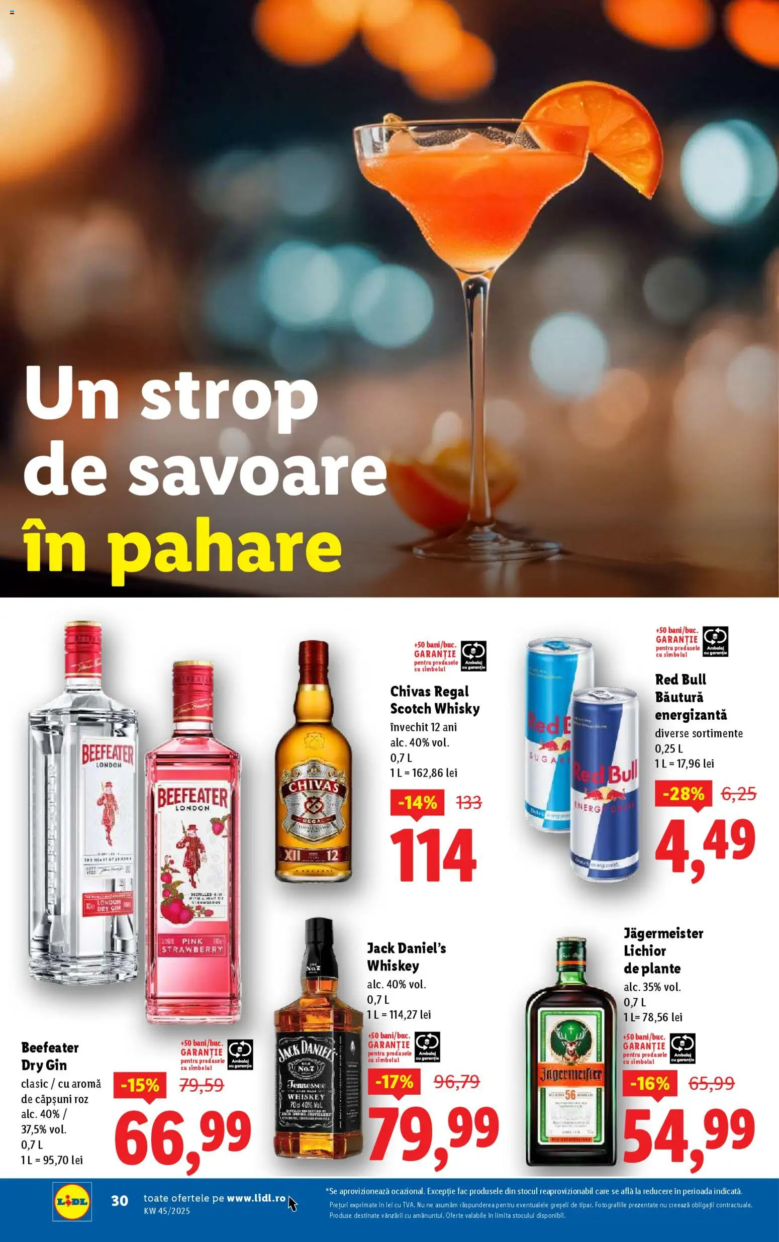 Noul catalog Lidl – valabil de la 03.11.2025 | Pagină: 30 | Produse: Köpek Sabunu, Lichior, Gin, Whiskey