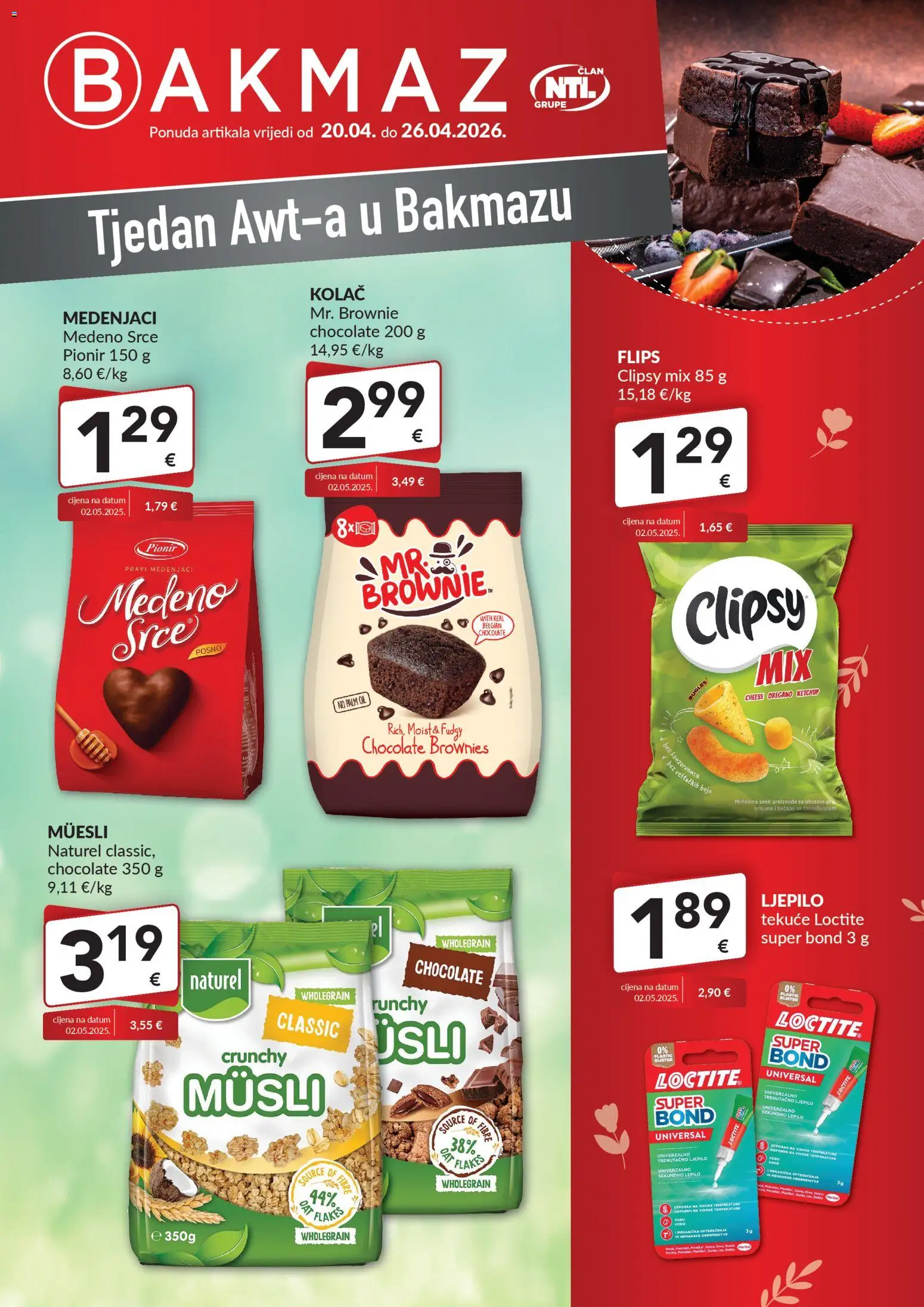 Bakmaz katalog | vrijedi od 20.04.2026 | Stranica: 1 | Proizvodi: Flips, Musli, Ljepilo