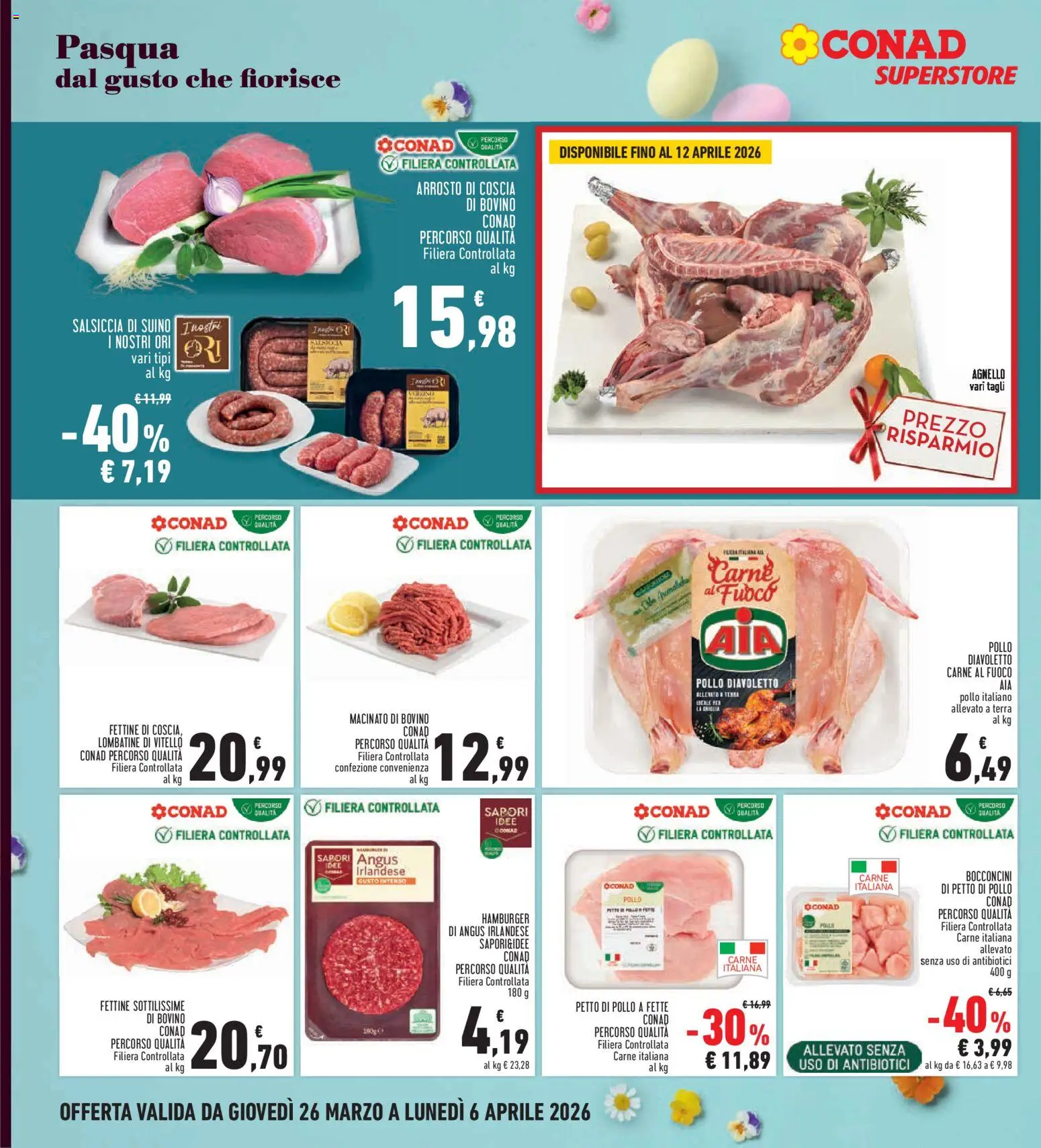 Volantino Conad del 26.03.2026 | Pagina: 6 | Prodotti: Bovino, Pollo, Vitello, Hamburger