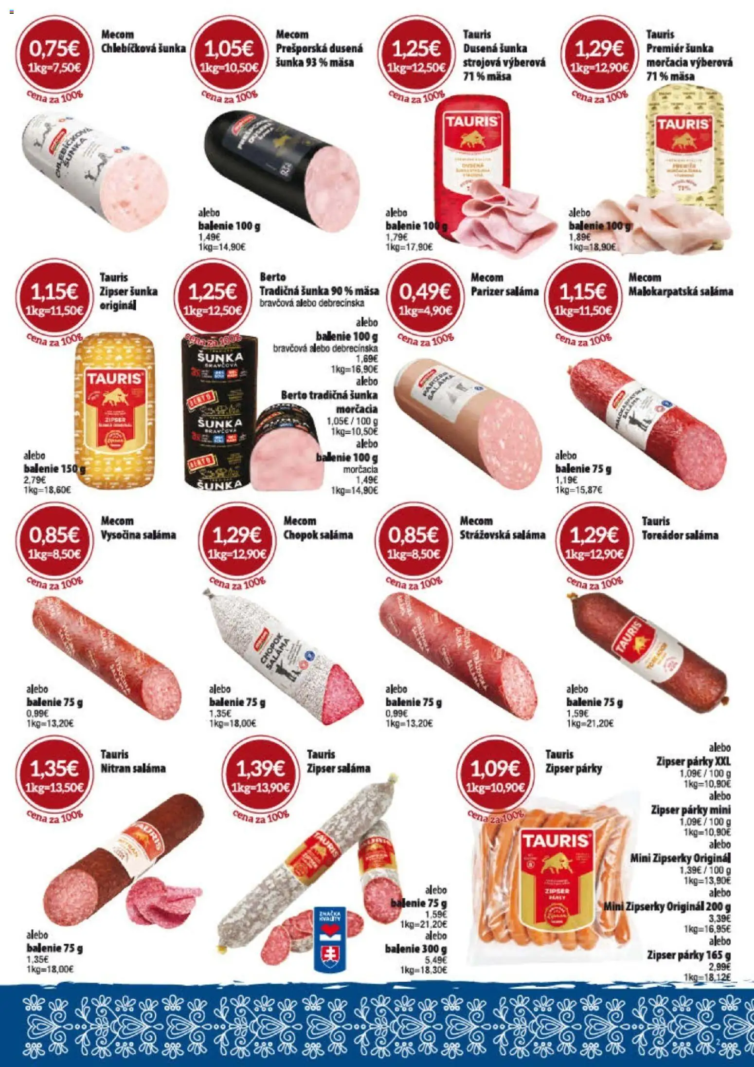 Nové KARMEN CBA akcie – leták je platný od 08.01.2026 | Strana: 2 | Produkty: Saláma, Šunka, Párky