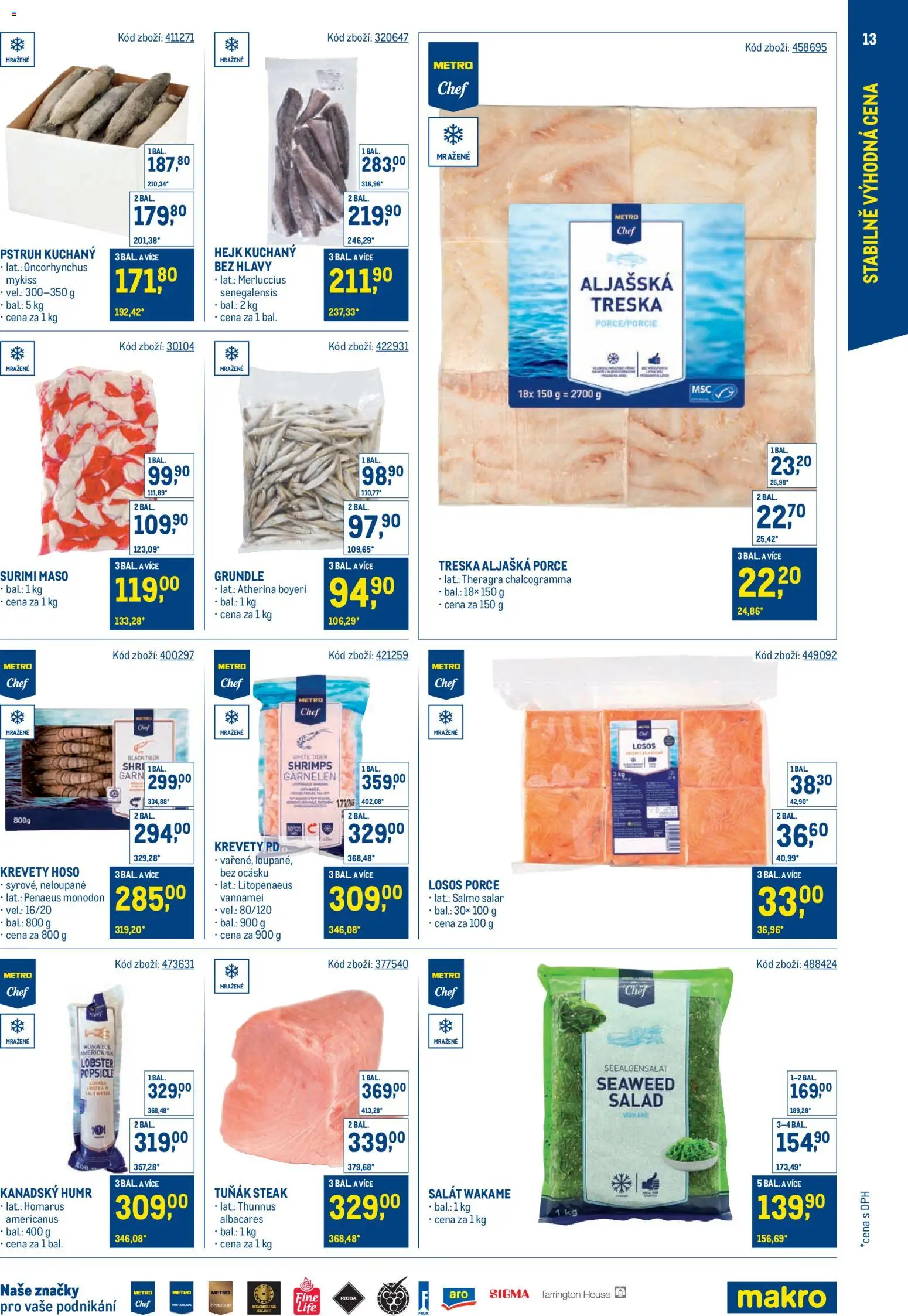 Makro leták - Stabilně výhodná cena – gastronomie od 24.09.2025 | Strana: 13 | Produkty: Salát, Steak, Tuňák steak, Krevety
