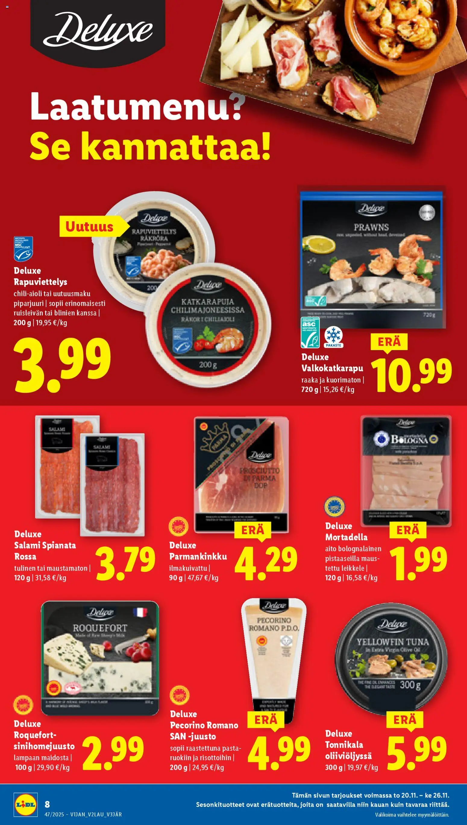 Lidl tarjoukset - Tampere – voimassa 20.11.2025 alkaen | Sivu: 8 | Tuotteet: Salami, Piparjuuri, Pasta, Tonnikala
