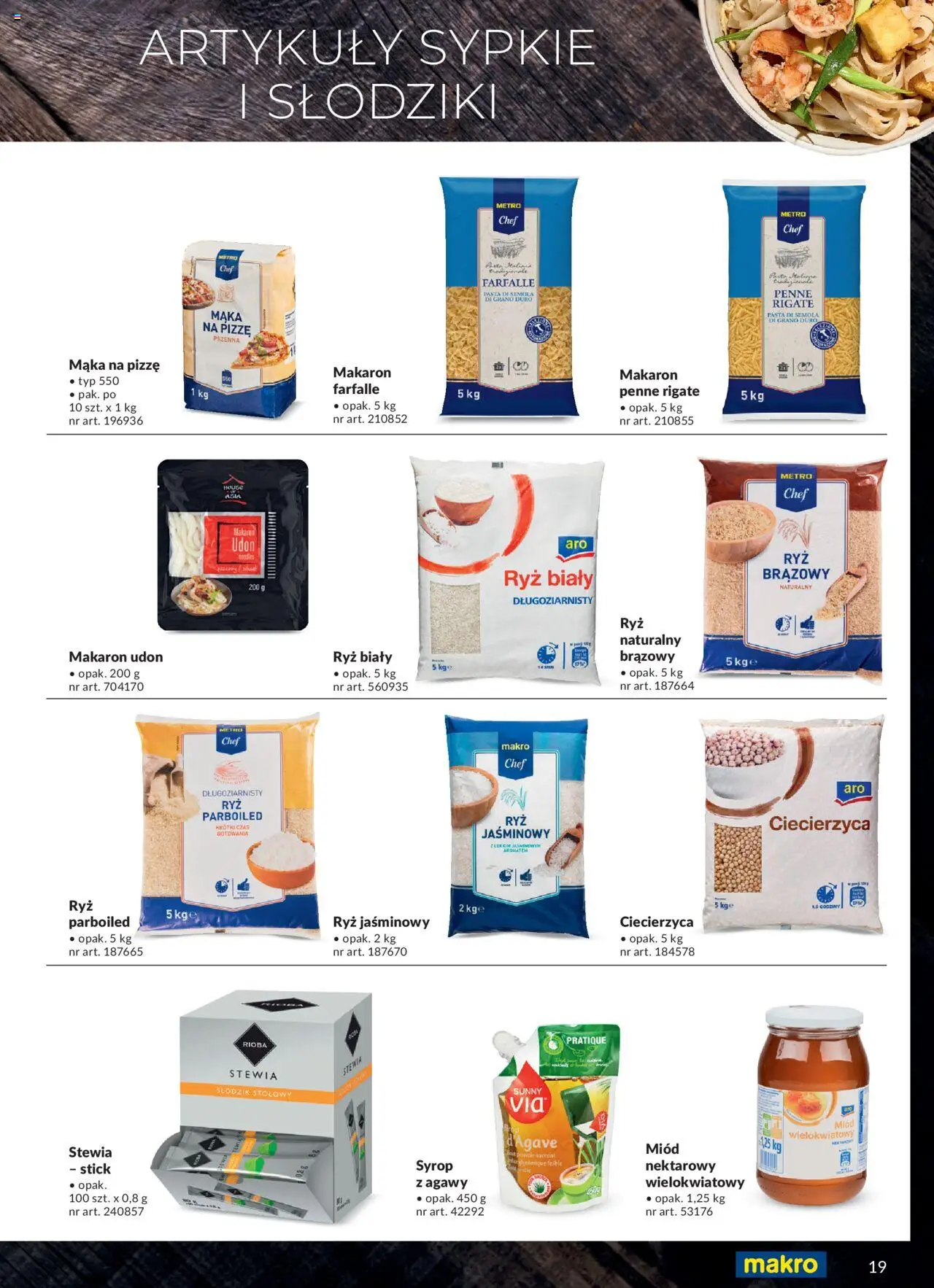 Makro Gazetka - Street Food od 27.03.2024 | Strona: 19 | Produkty: Miód, Ryż, Makaron