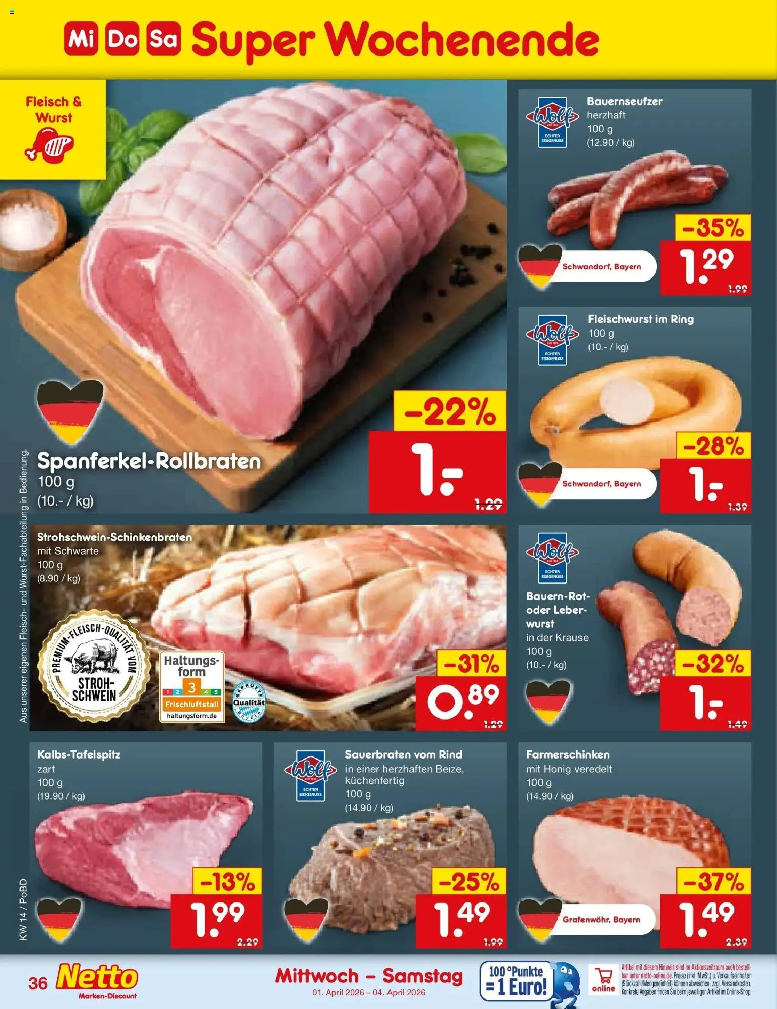 Netto Marken-Discount Prospekt Selb	 – gültig ab 29.03.2026 | Seite: 44 | Produkte: Wurst, Fleisch