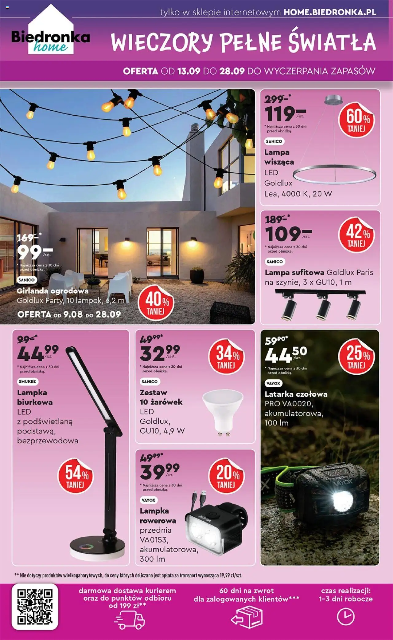 Biedronka gazetka - Home od 13.09.2025 | Strona: 4 | Produkty: Lampa, Lampka biurkowa, Latarka czołowa