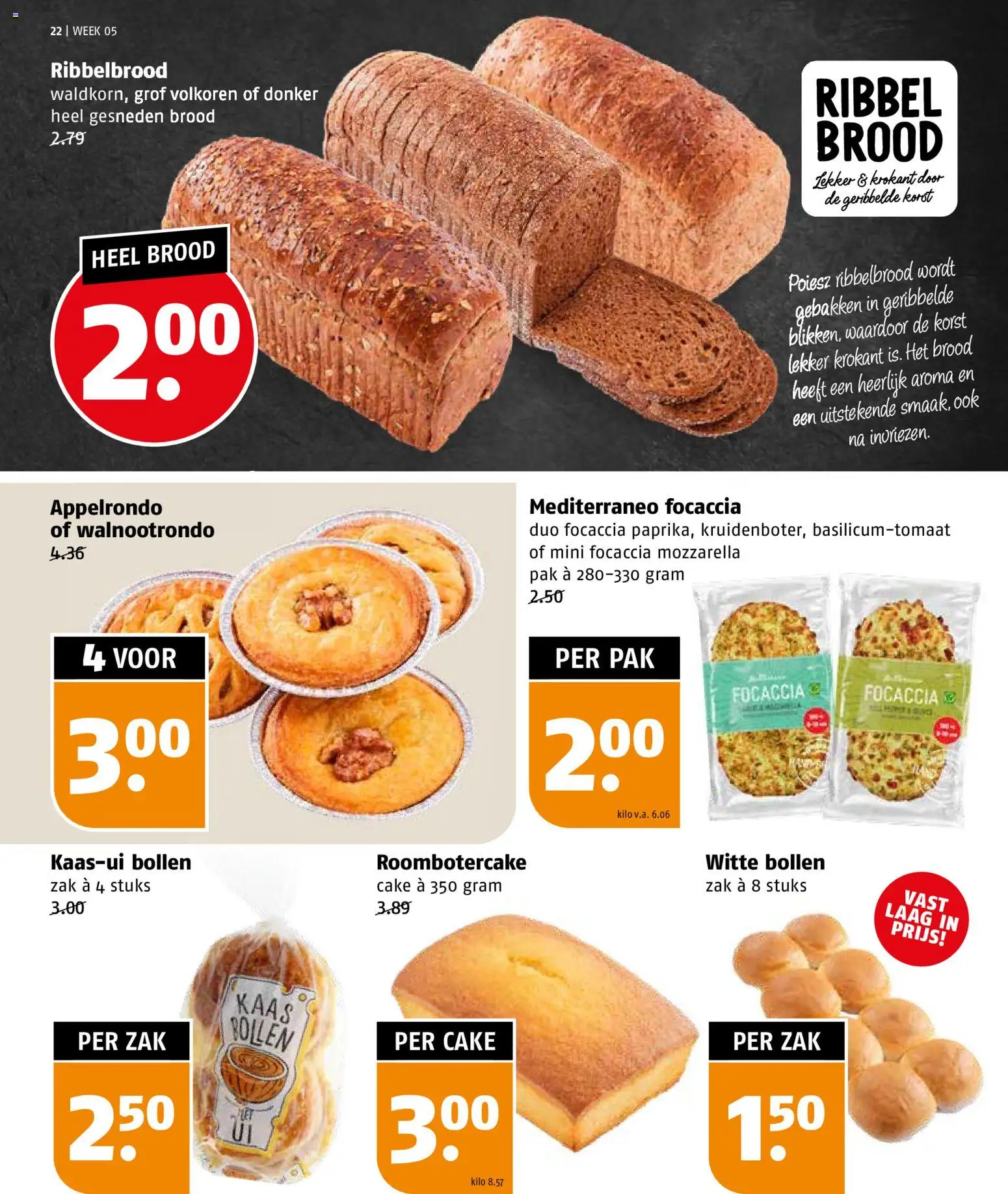 {H1} | Pagina: 22 | Producten: Kaas, Brood, Roombotercake, Cake