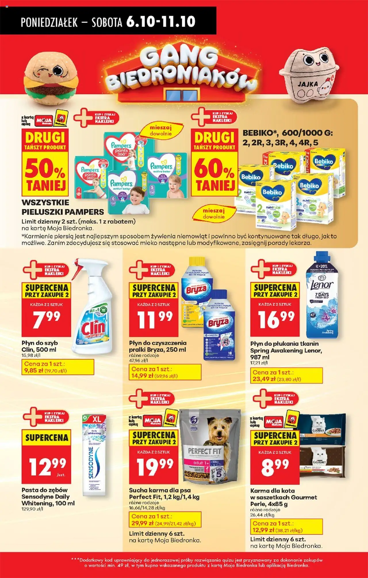 Biedronka gazetka od 06.10.2025 | Strona: 45 | Produkty: Mleko Bebiko, Płyn do płukania tkanin, Naklejki, Pasta do zębów