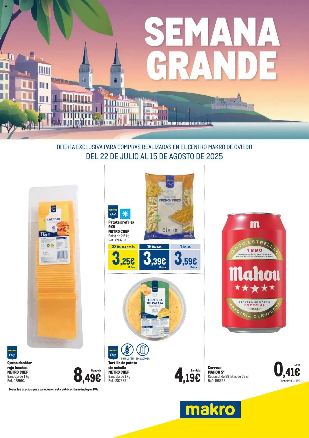 Makro - Semana Grande Oviedo │ válido desde el 22.07.2025 | Página: 1 | Productos: Cerveza, Παγωμένο τσάι, Bolsa, Bandeja