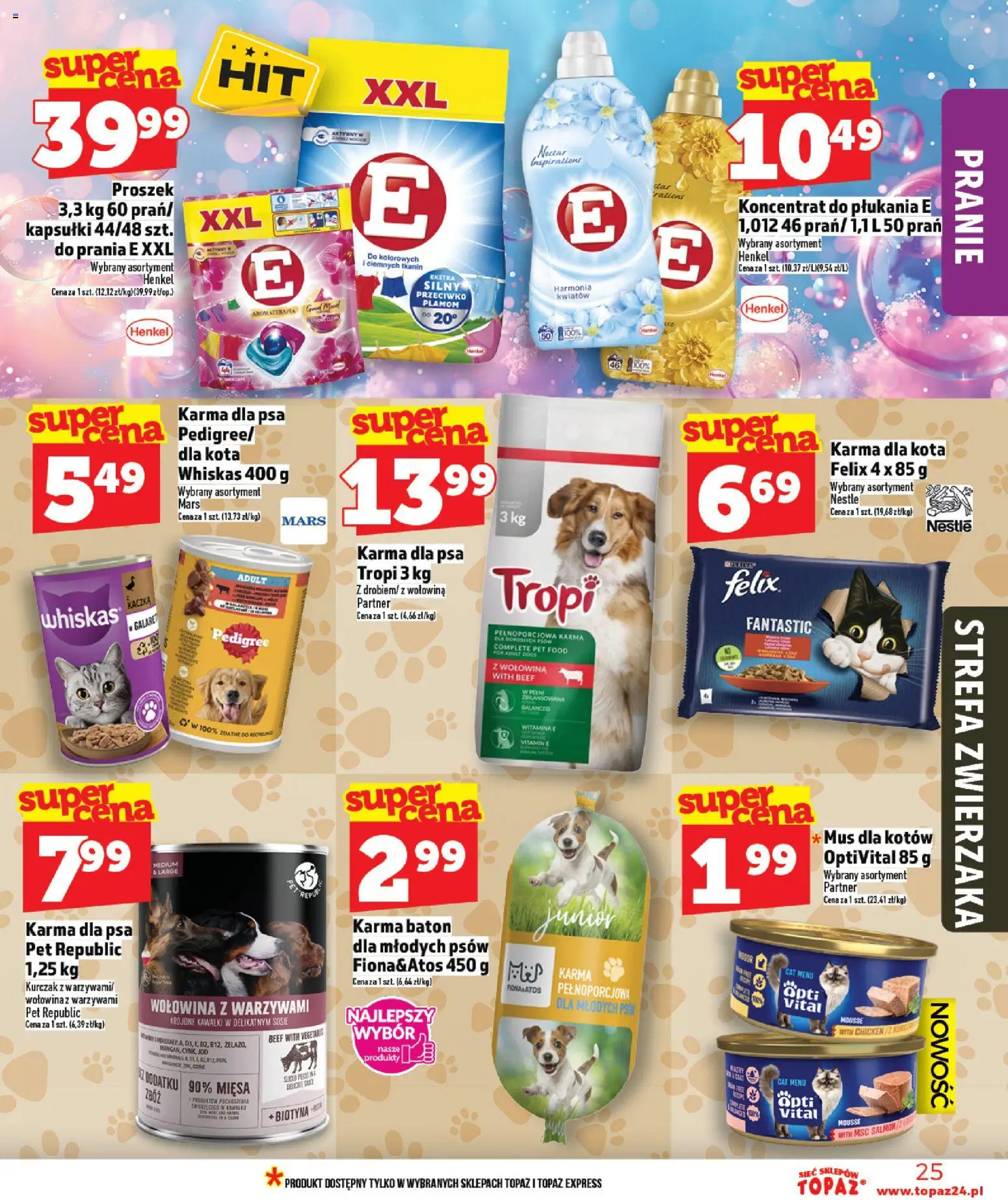 Topaz gazetka od 12.03.2026 | Strona: 25 | Produkty: Kurczak, Kaczka, Baton, Karma dla psa