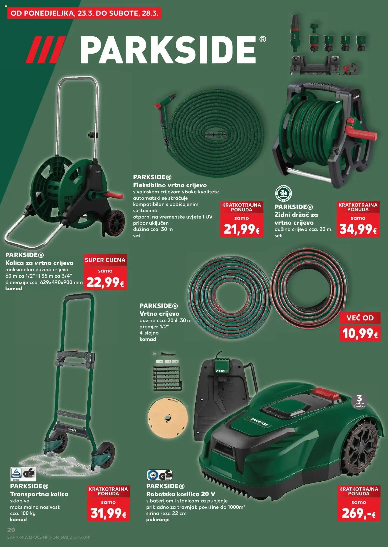 Kaufland katalog | vrijedi od 17.03.2026 | Stranica: 20 | Proizvodi: Kosilica, Kolica, Vrtno crijevo, Parkside