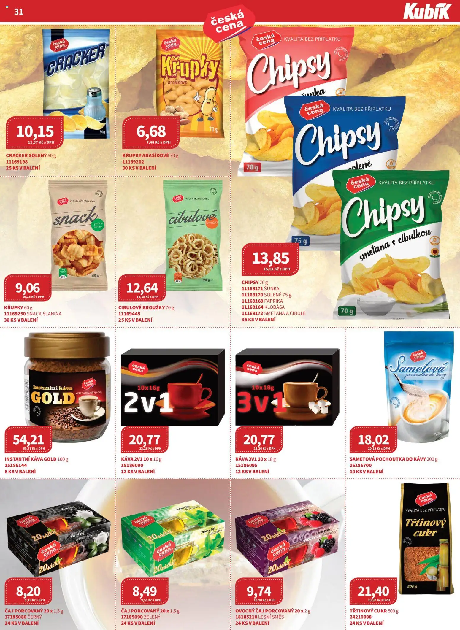 Kubík leták - Velkoobchod 11/2025 od 01.11.2025 | Strana: 31 | Produkty: Káva, Čaj, Cibulové kroužky, Chipsy