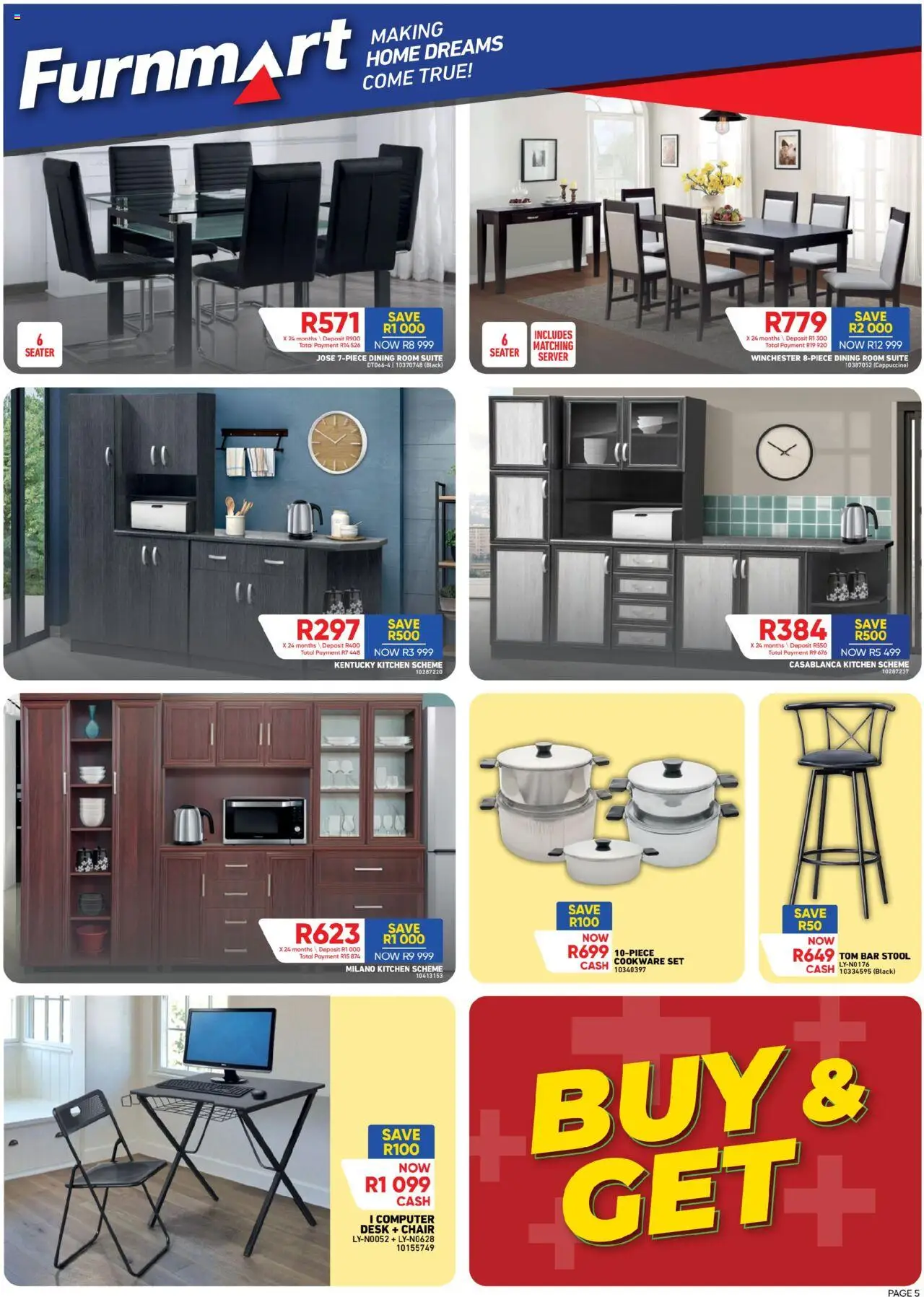 Furnmart Specials │ valid from 11.08.2025 | Page: 5 | Products: Computer, Seater, Bar stool, Cookware