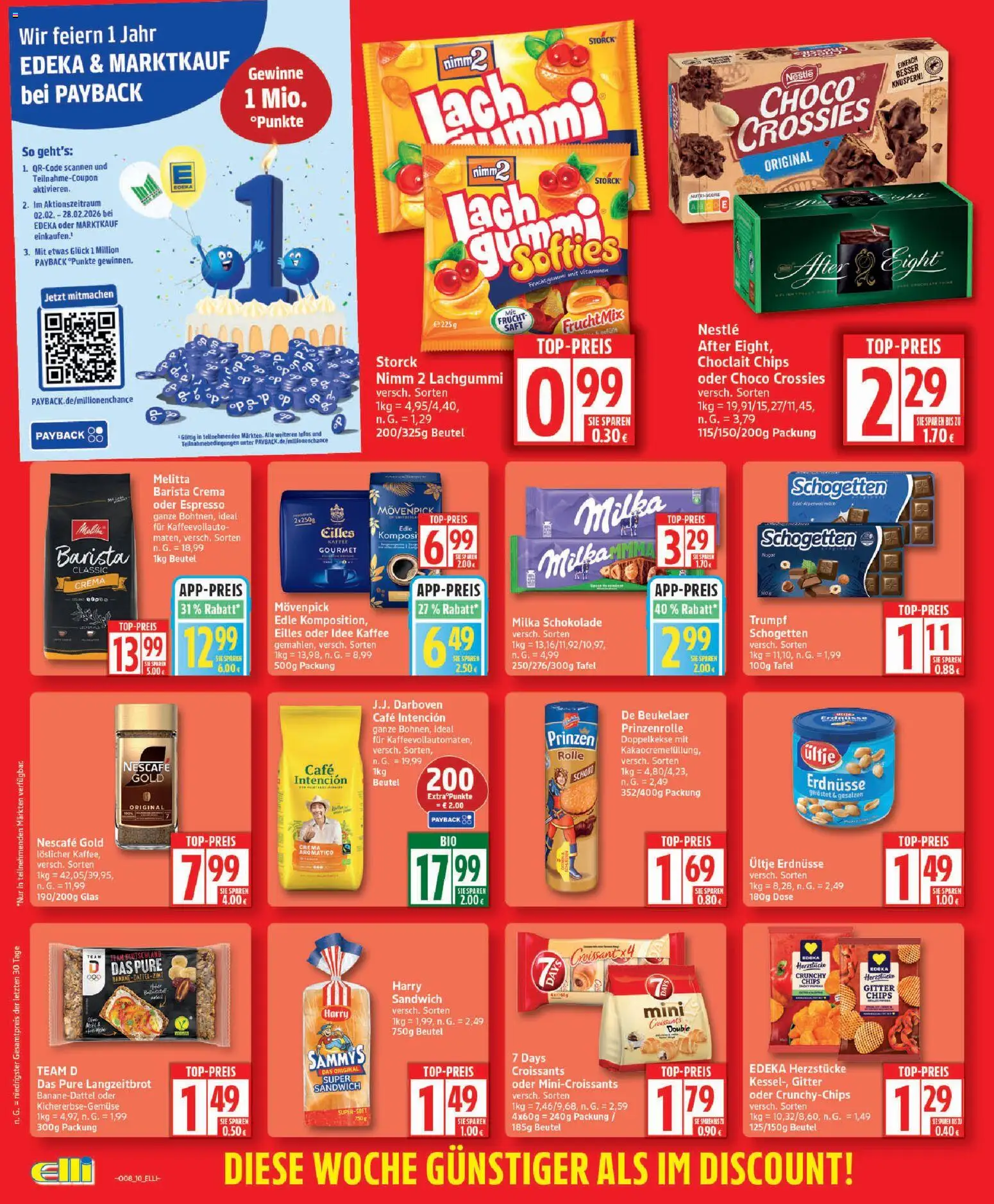 Elli Markt Prospekt 	 – gültig ab 16.02.2026 | Seite: 10 | Produkte: Melitta, Milka schokolade, Croissant, Chips