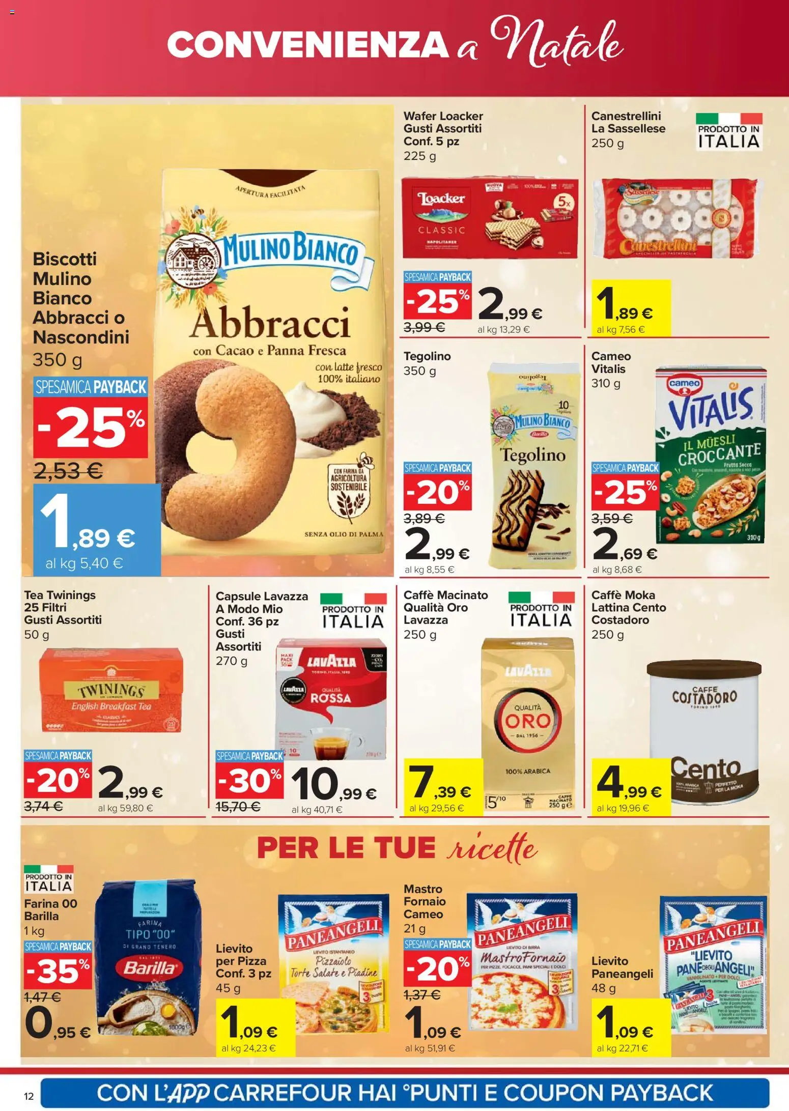 Volantino Carrefour del 18.12.2025 | Pagina: 12 | Prodotti: Caffè, Pizza, Latte, Cacao