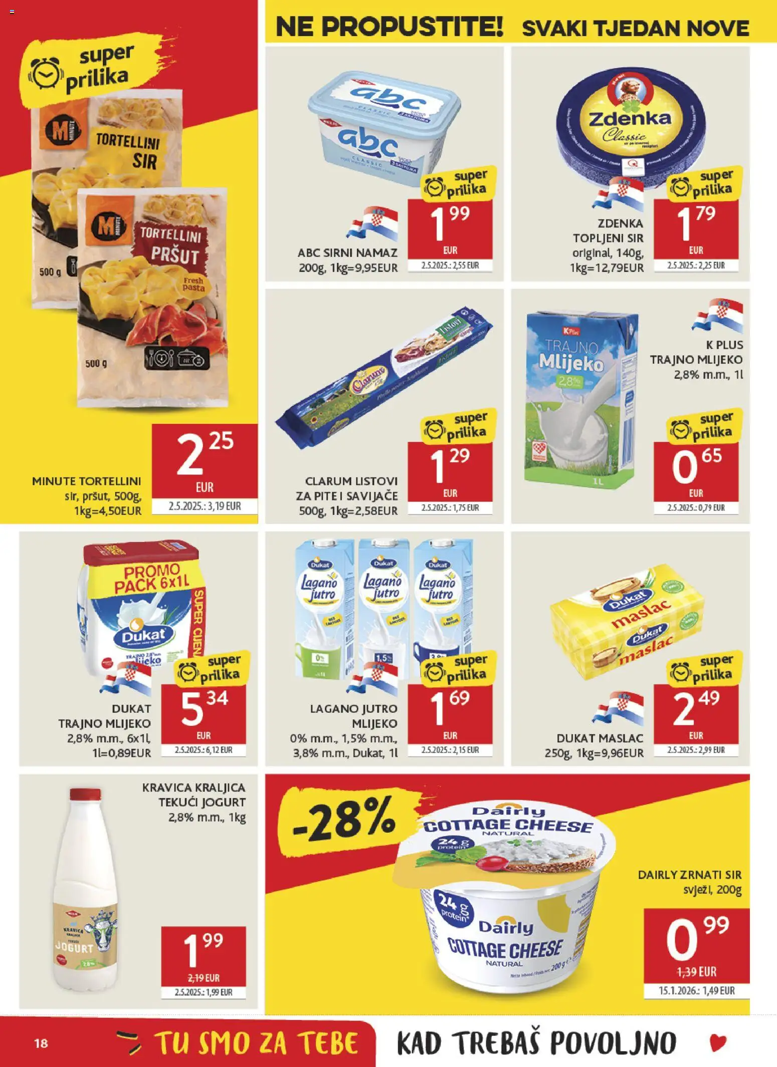 Konzum katalog | vrijedi od 04.02.2026 | Stranica: 18 | Proizvodi: Mlijeko, Maslac, Jogurt, Trajno mlijeko