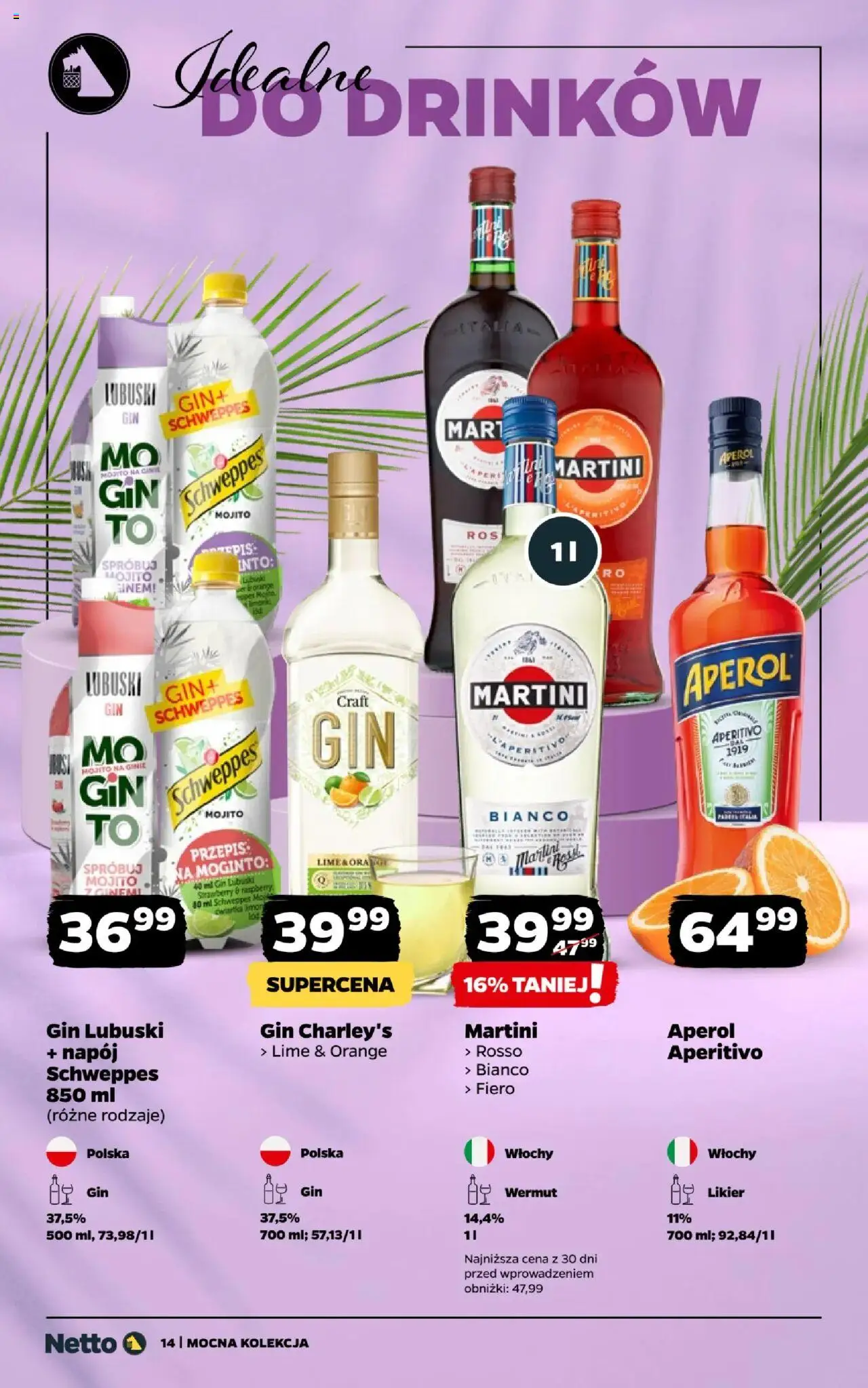 Netto gazetka - Mocna Kolekcja od 01.08.2025 | Strona: 14 | Produkty: Martini, Gin Lubuski, Gin, Aperol