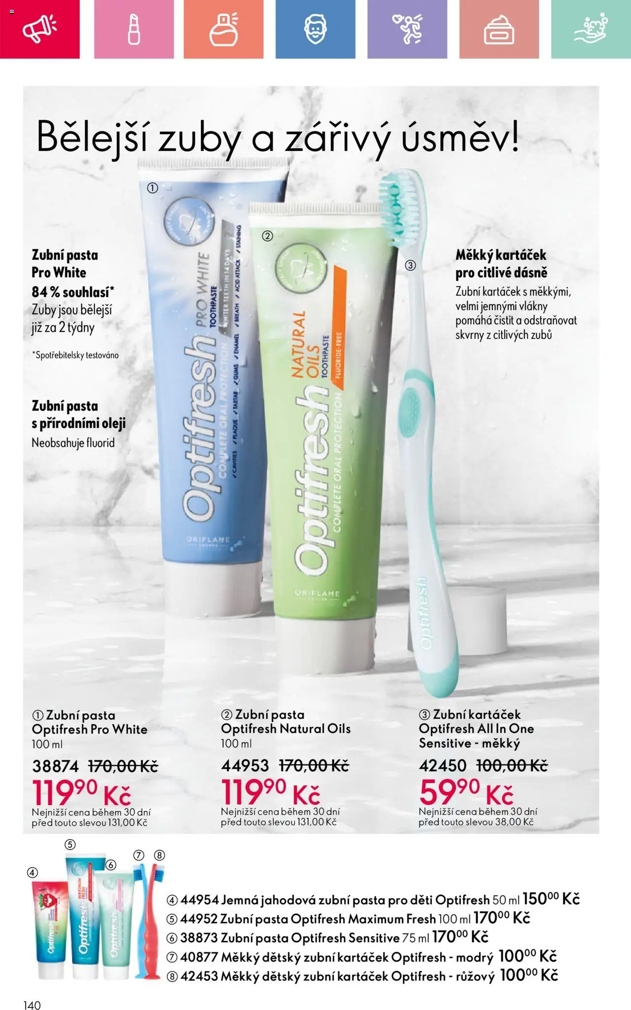 Oriflame katalog č.08/2025 od 25.05.2025 | Strana: 140 | Produkty: Zubní pasta, Zubní kartáček