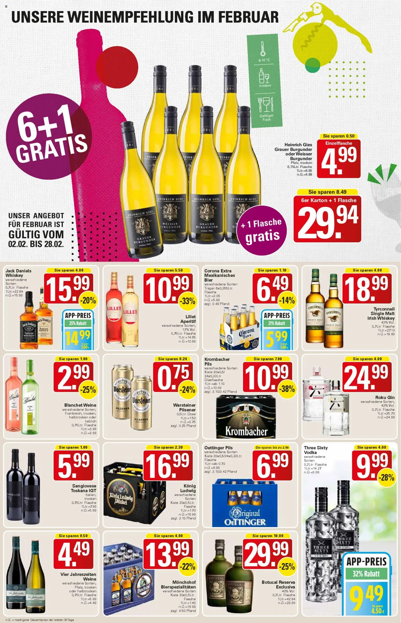 WEZ Prospekt – gültig ab 02.02.2026 | Seite: 14 | Produkte: Lillet, Fisch, Krombacher, Gin