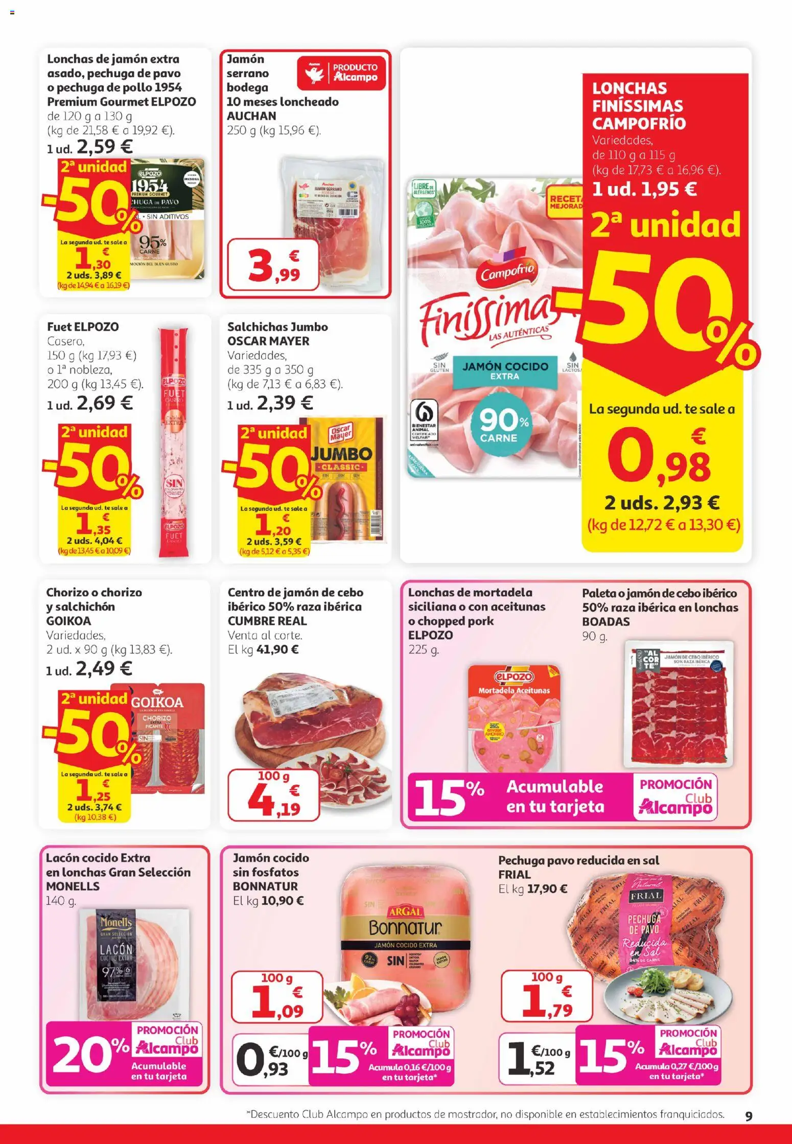 Alcampo -  Canarias │ válido desde el 26.02.2026 | Página: 9 | Productos: Jamón serrano, Té, Mortadela, Loncheado