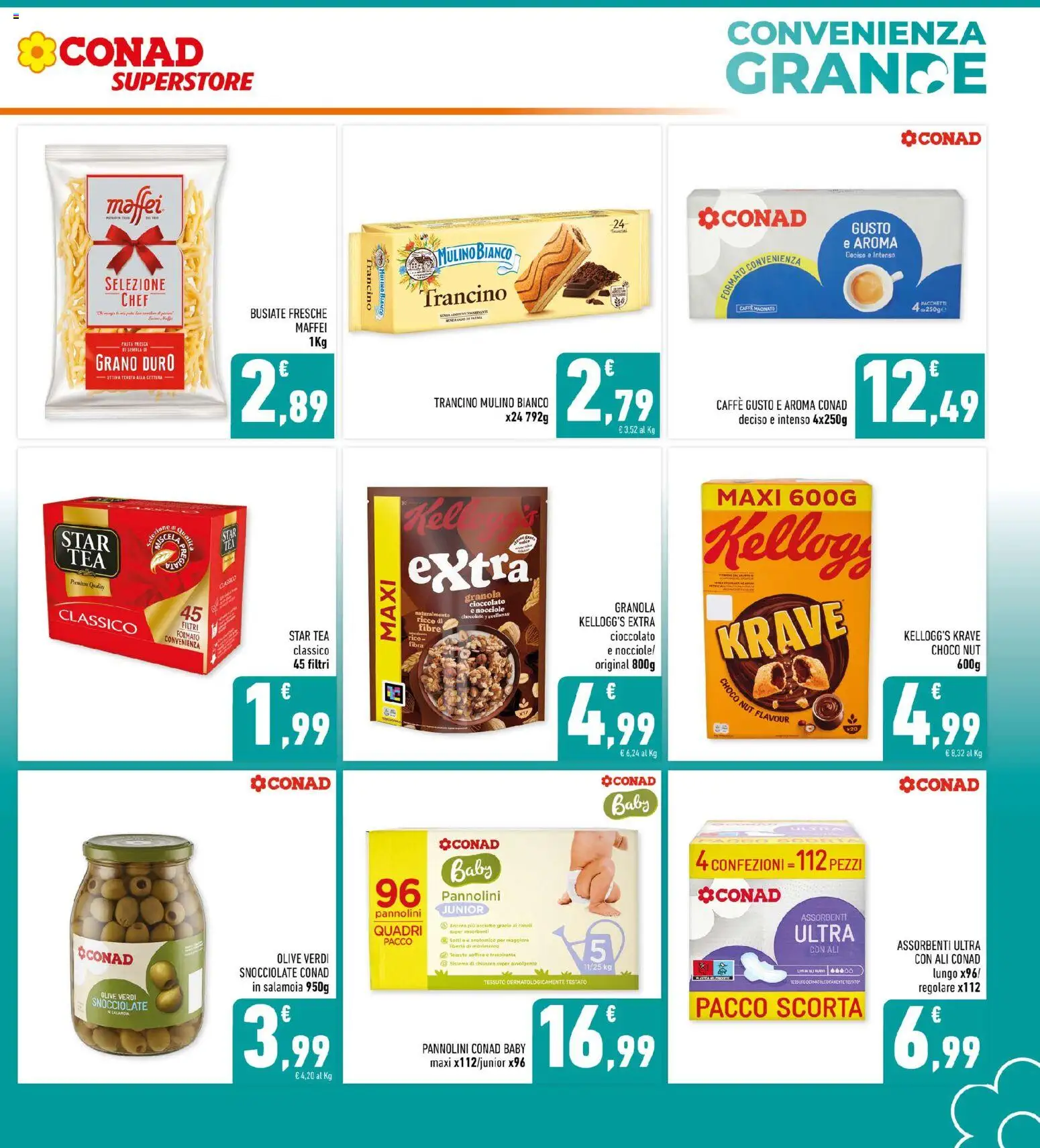 Volantino Conad del 14.01.2026 | Pagina: 3 | Prodotti: Pannolini, Olive, Nocciole, Macinato