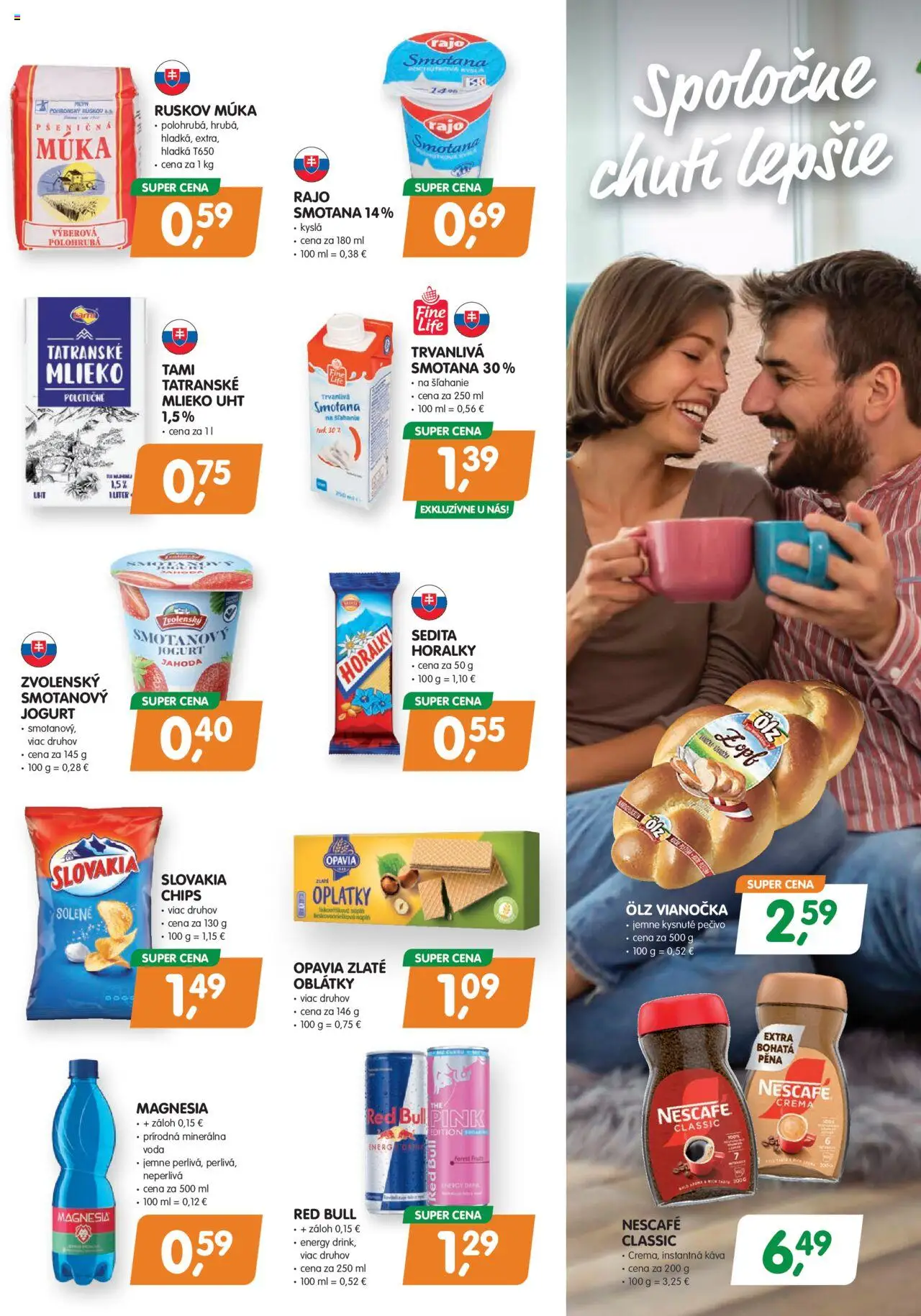 Nové Môj obchod akcie – leták je platný od 26.09.2025 | Strana: 3 | Produkty: Jogurt, Káva, Vianočka, Múka