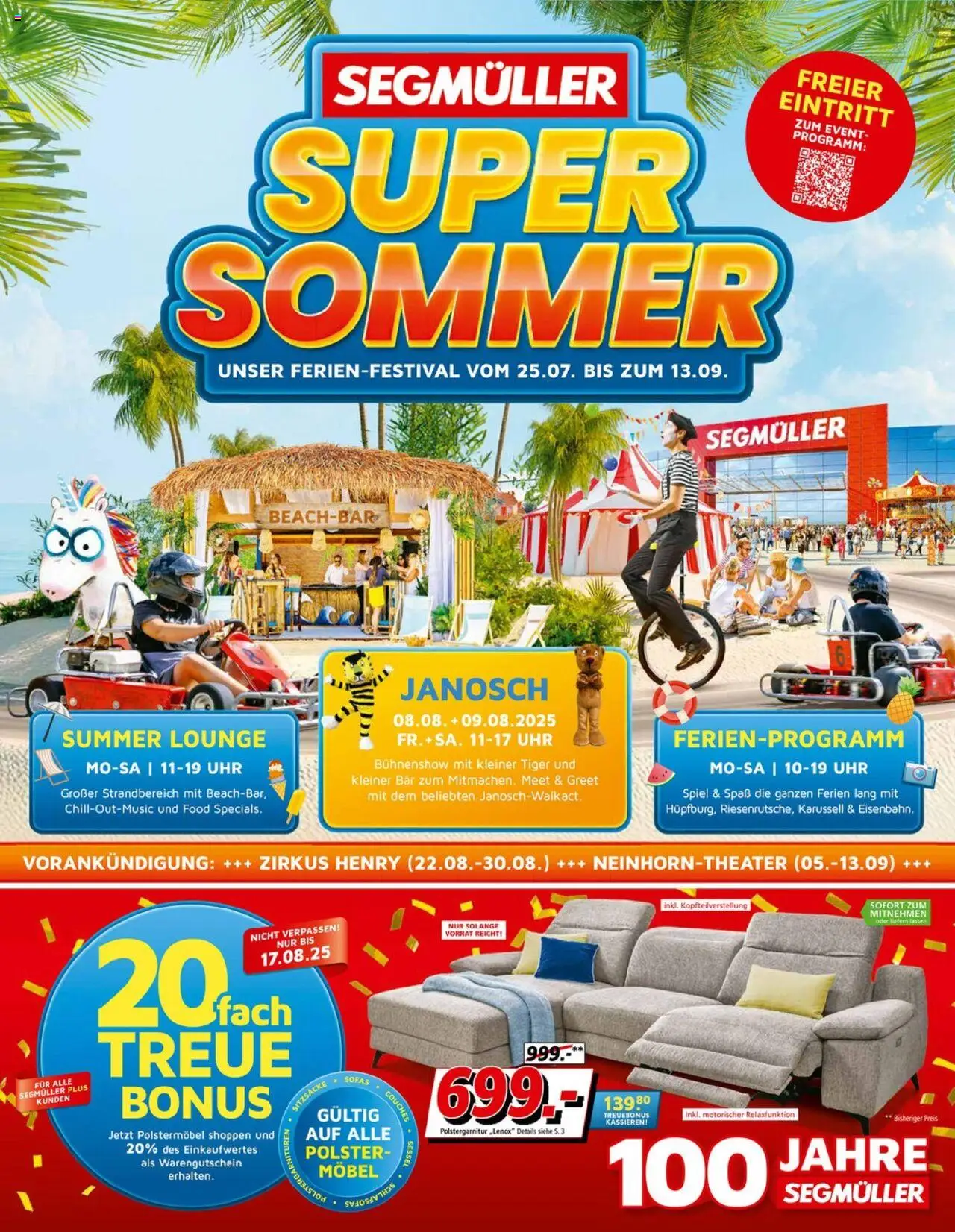 Segmüller Prospekt Sommer - gültig ab dem 25.07.2025 | Seite: 1 | Produkte: Spiel, Sessel, Uhr