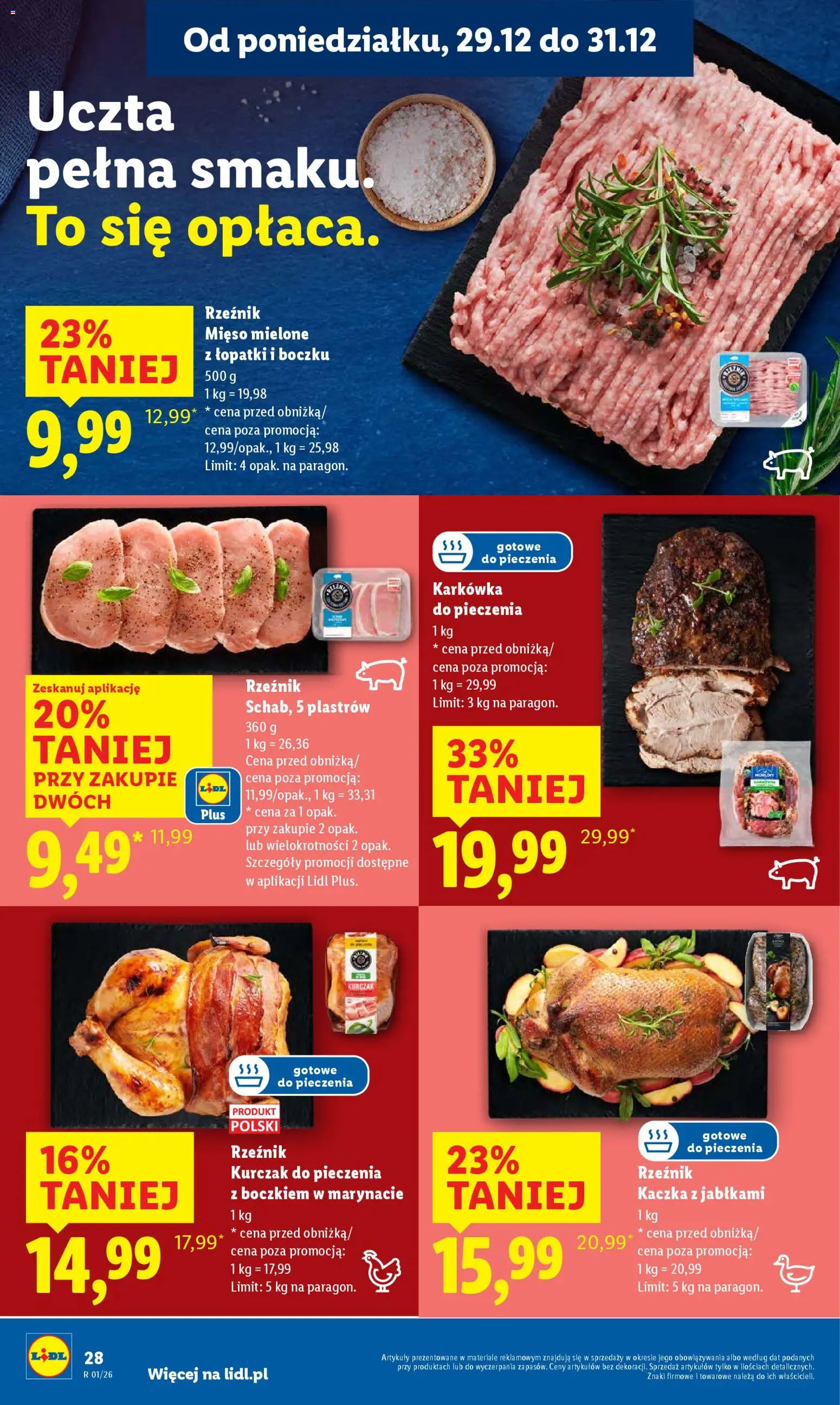 Lidl Gazetka od 29.12.2025 | Strona: 28 | Produkty: Karkówka, Kurczak, Mięso, Mięso mielone