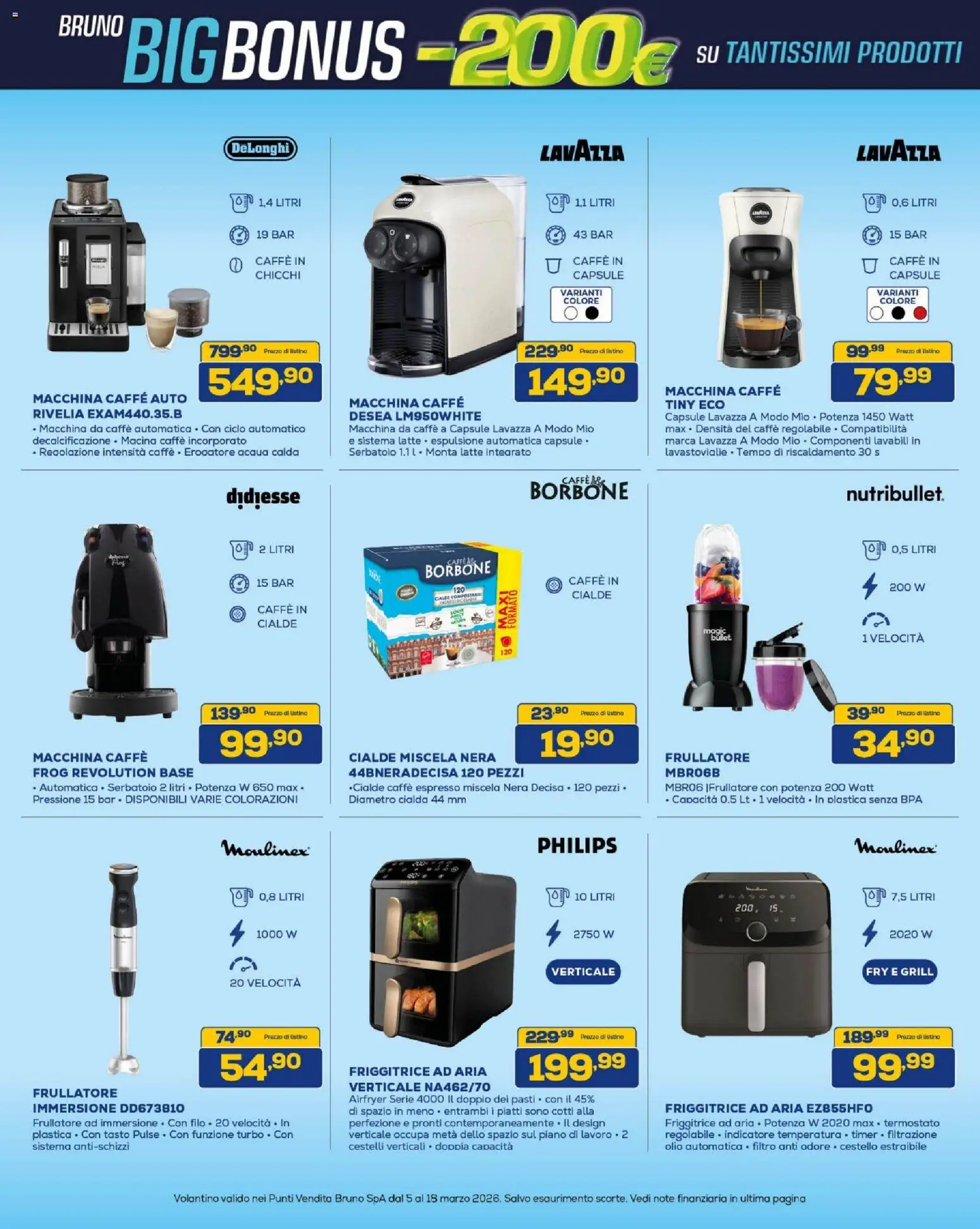 Volantino BRUNO del 05.03.2026 | Pagina: 32 | Prodotti: Caffè, Frullatore, Lavazza, Caffè in cialde