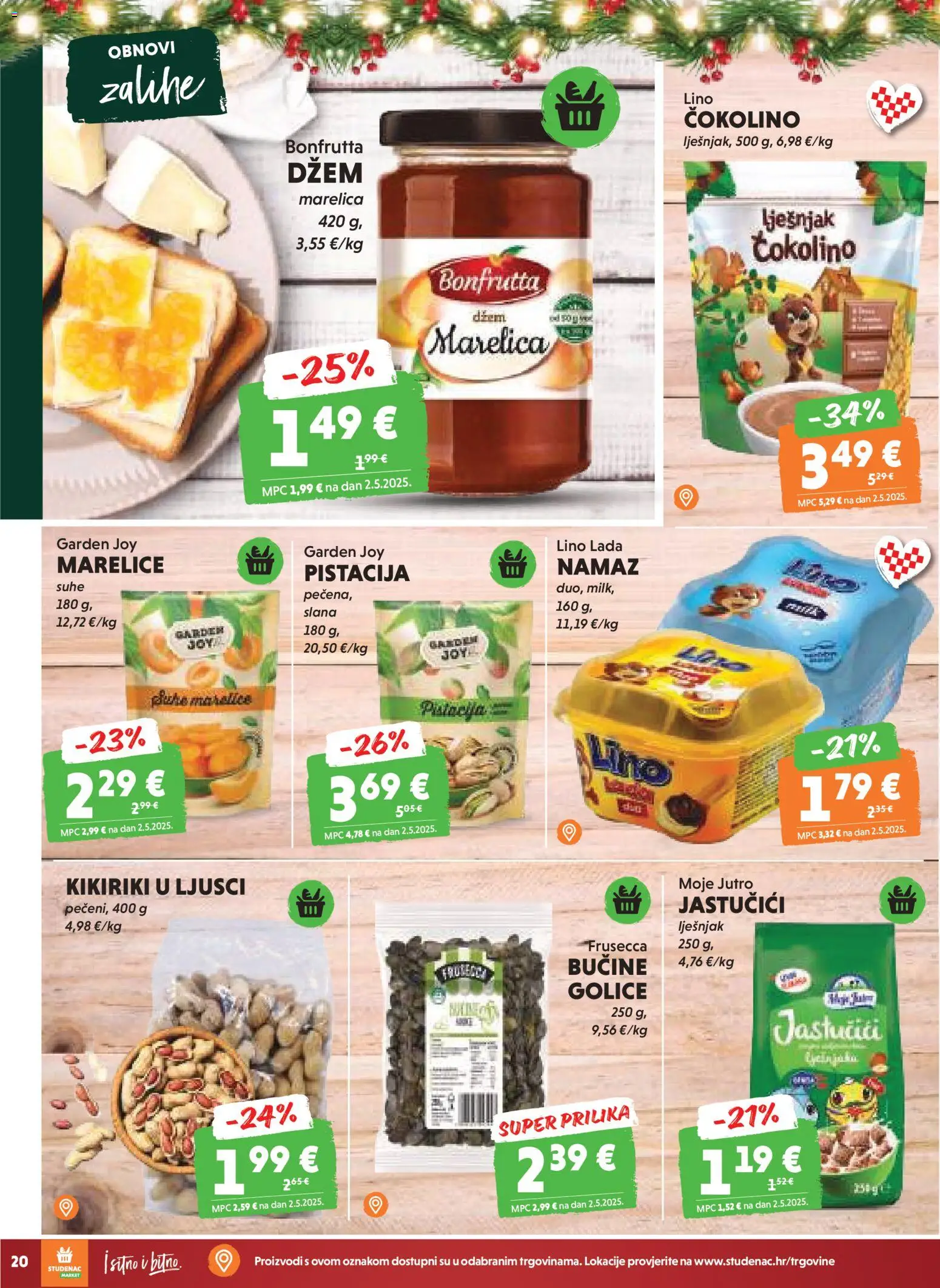 Studenac katalog | vrijedi od 02.01.2026 | Stranica: 20 | Proizvodi: Lješnjak, Kikiriki, Džem, Namaz
