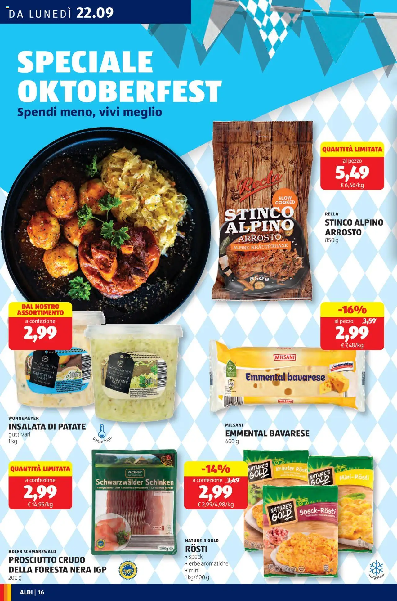 Volantino Aldi del 22.09.2025 | Pagina: 16 | Prodotti: Speck, Arrosto, Insalata, Prosciutto