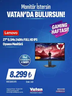 26.01.2026 tarihinden itibaren geçerli olan Vatan Bilgisayar kataloğu önizlemesi | Sayfa: 25 | Ürünler: Monitör, Oyuncu, Ocak