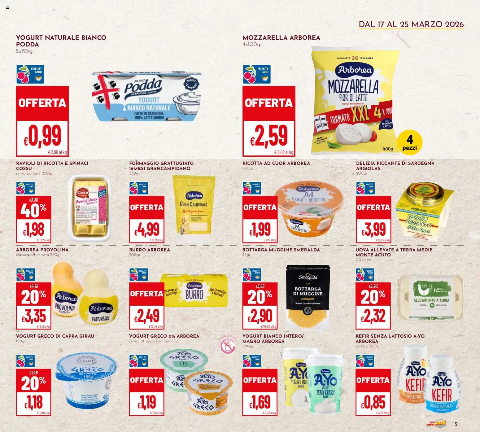 Volantino Pan del 17.03.2026 | Pagina: 5 | Prodotti: Panna, Latte, Ricotta, Terra