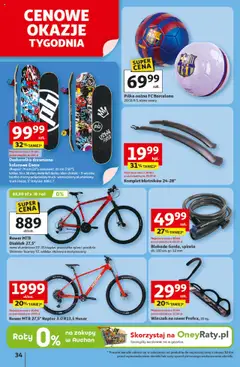Auchan Gazetka - Lato Pełne Przyjemności Hipermarket od 10.07.2025 | Strona: 34 | Produkty: Rower, Deskorolka, Wieszak