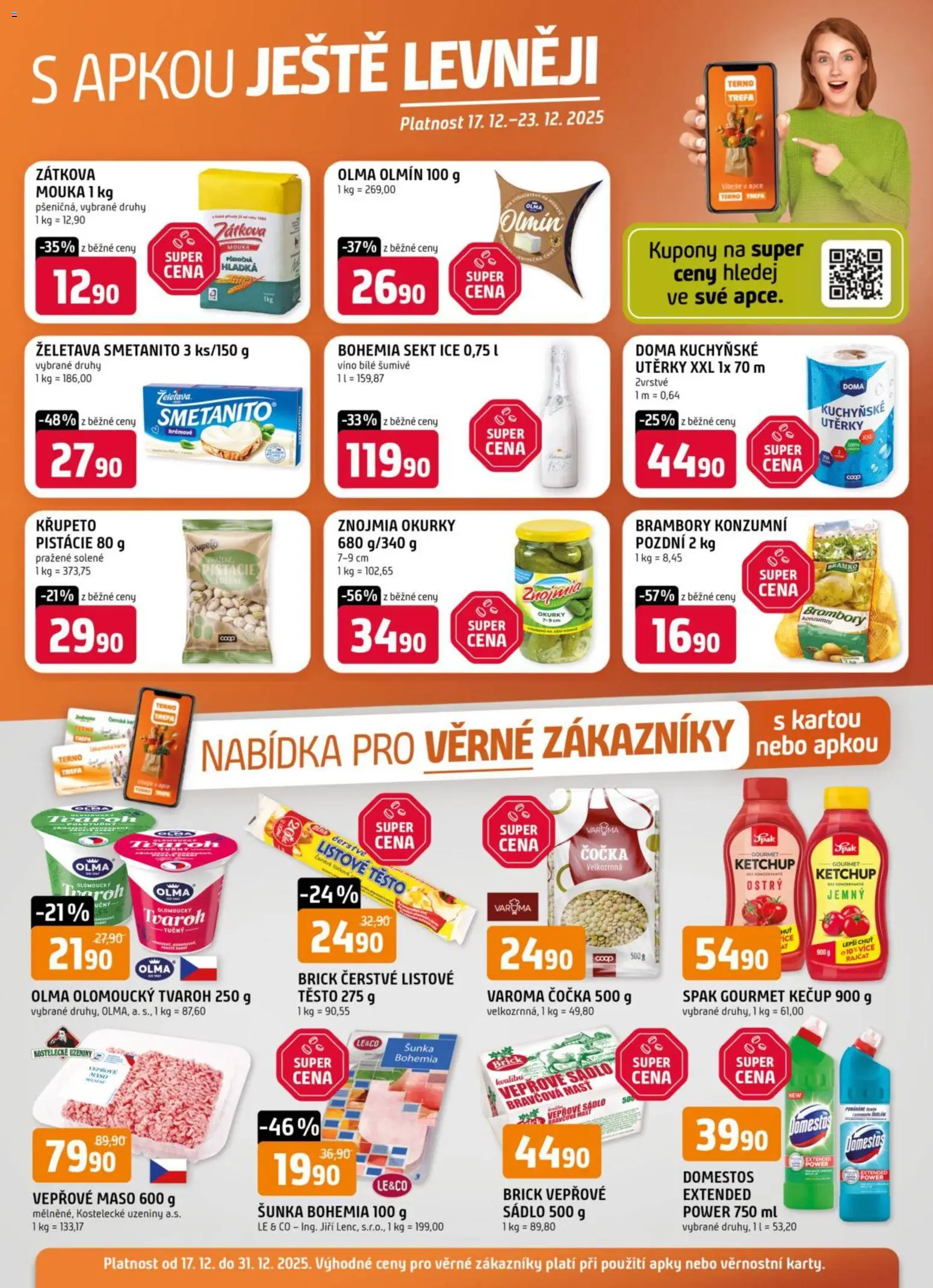 Trefa leták od 17.12.2025 | Strana: 16 | Produkty: Gourmet, Kuchyňské utěrky, Tvaroh, Domestos
