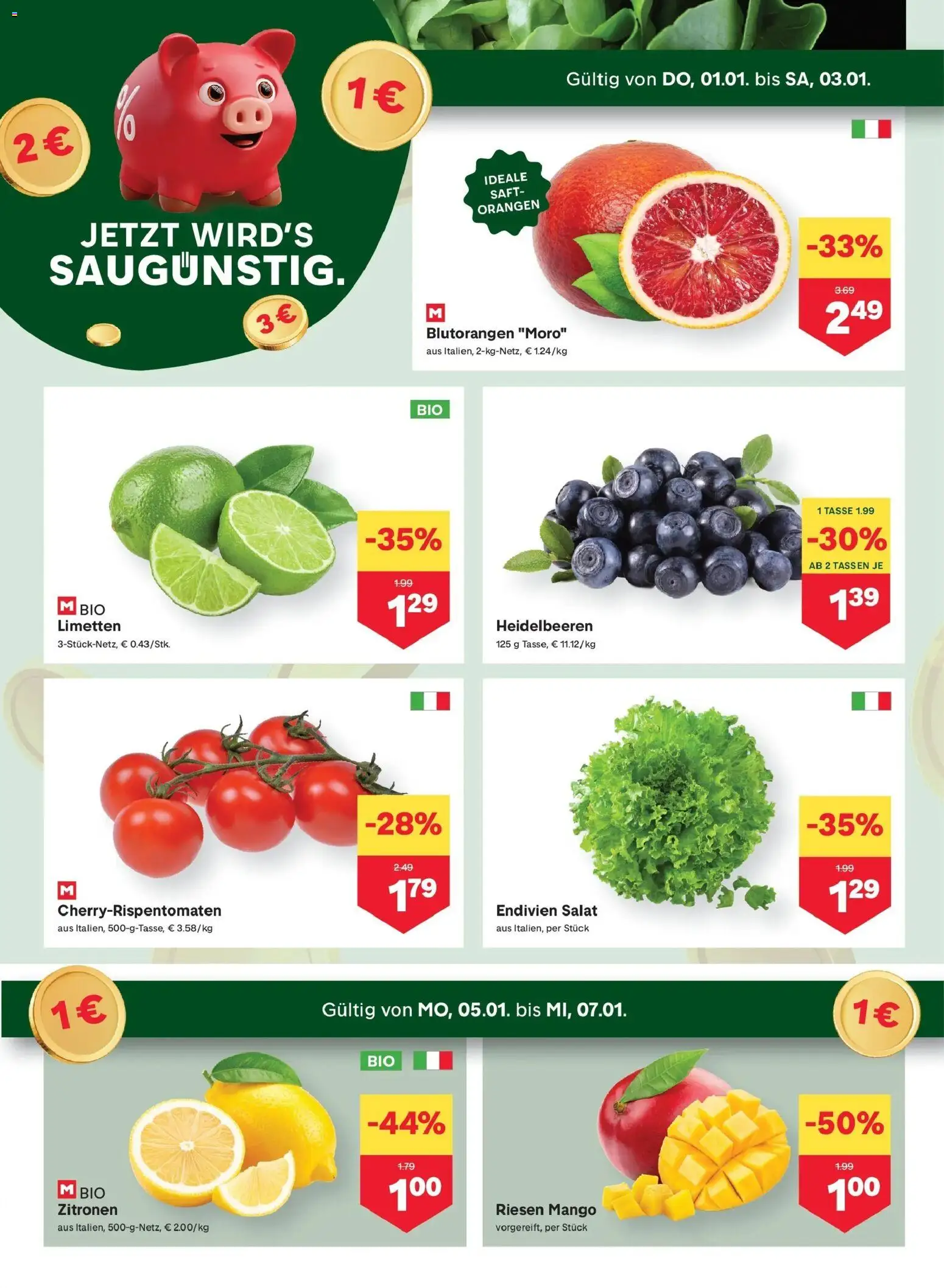MPREIS Steyr gültig ab 01.01.2026 | Seite: 2 | Produkte: Salat, Mango, Saft, Orangen