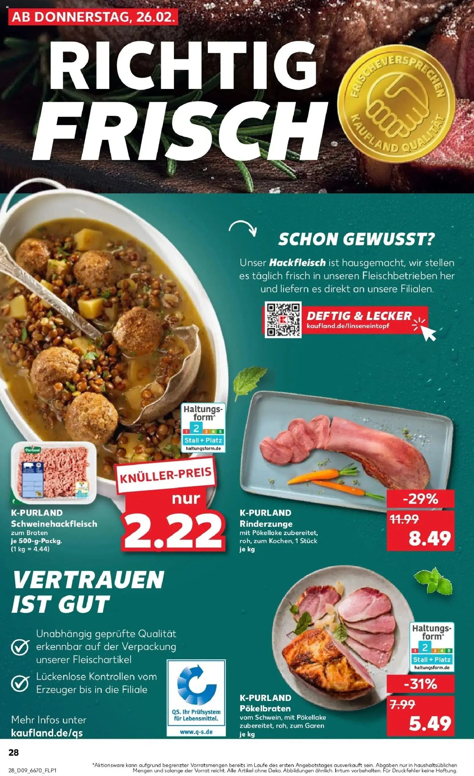 Kaufland prospekt Grevenbroich	 – gültig ab 26.02.2026 | Seite: 28 | Produkte: Hackfleisch