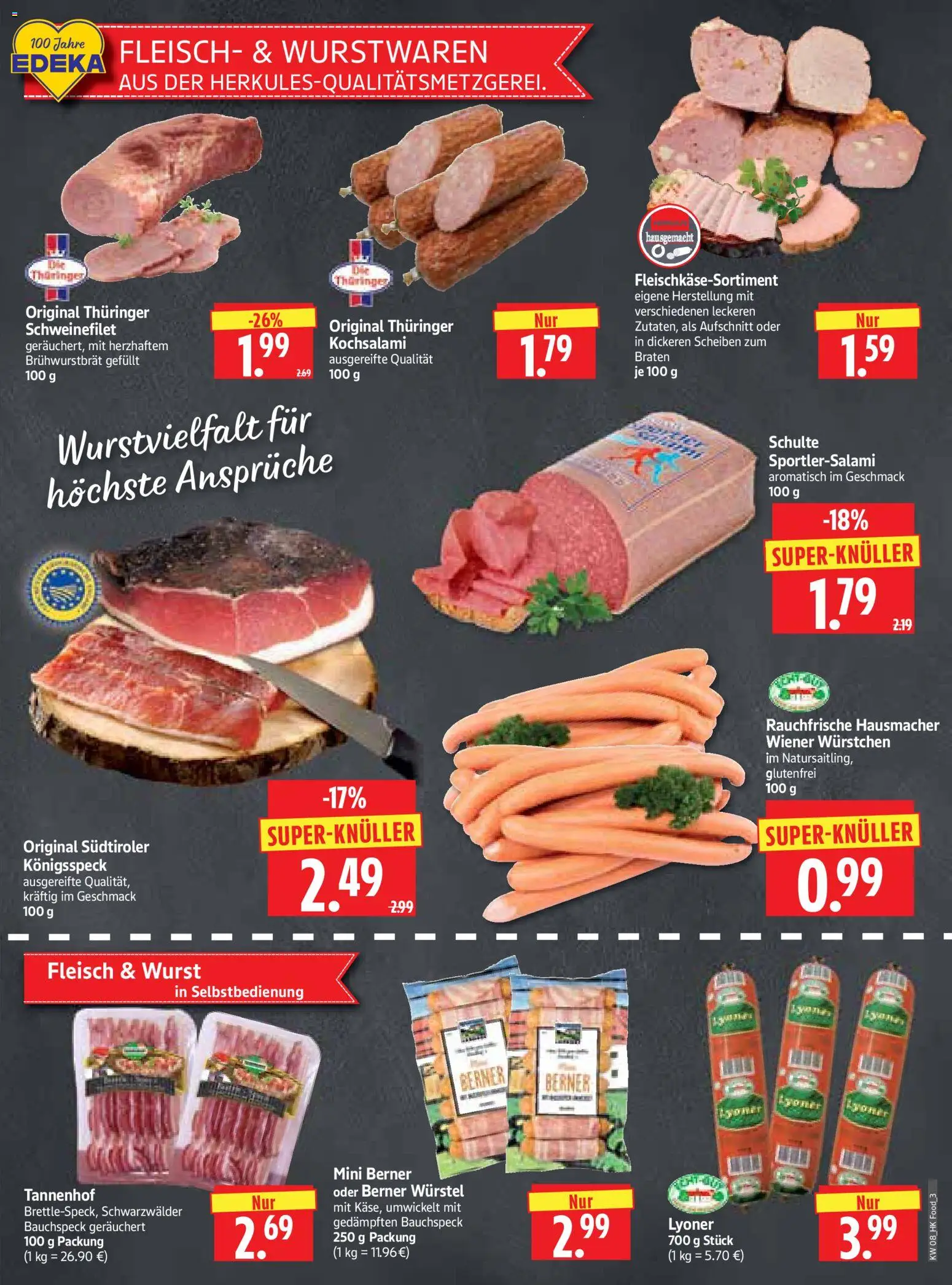 HERKULES Prospekt 	 – gültig ab 16.02.2026 | Seite: 3 | Produkte: Wiener wurstchen, Schweinefilet, Wurst, Fleisch
