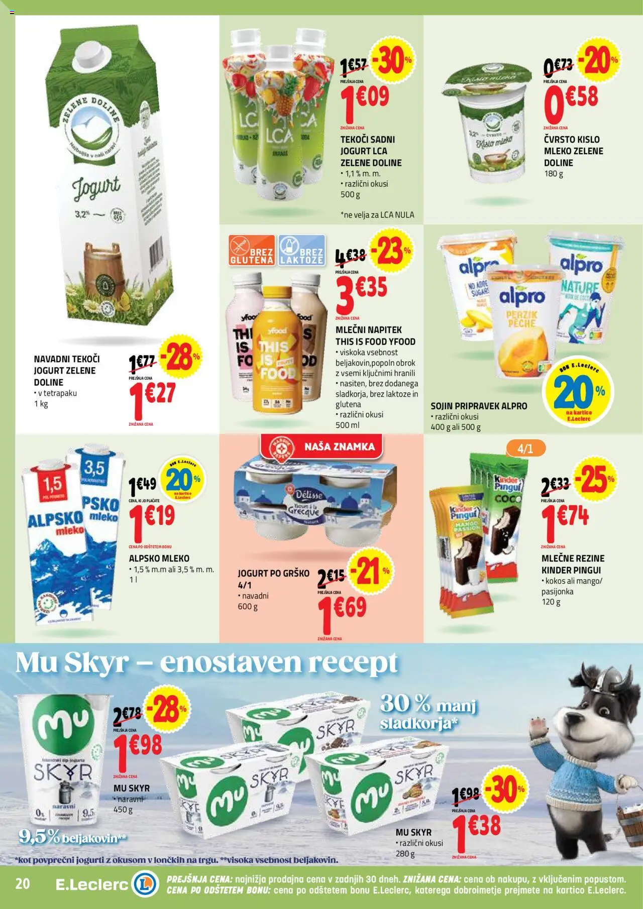 E.leclerc katalog │ velja od 13.08.2025 | Stran: 20 | Izdelki: Skyr, Mleko, Jogurt, Mango