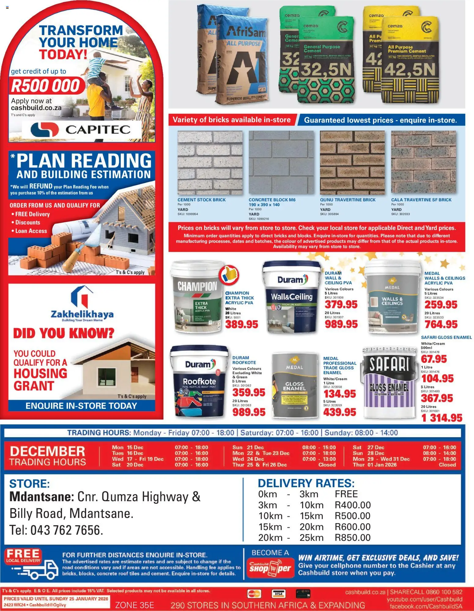 New Cashbuild catalogue – valid from 08.12.2025 | Page: 4 | Products: Dates, Gloss, Paint, Stock
