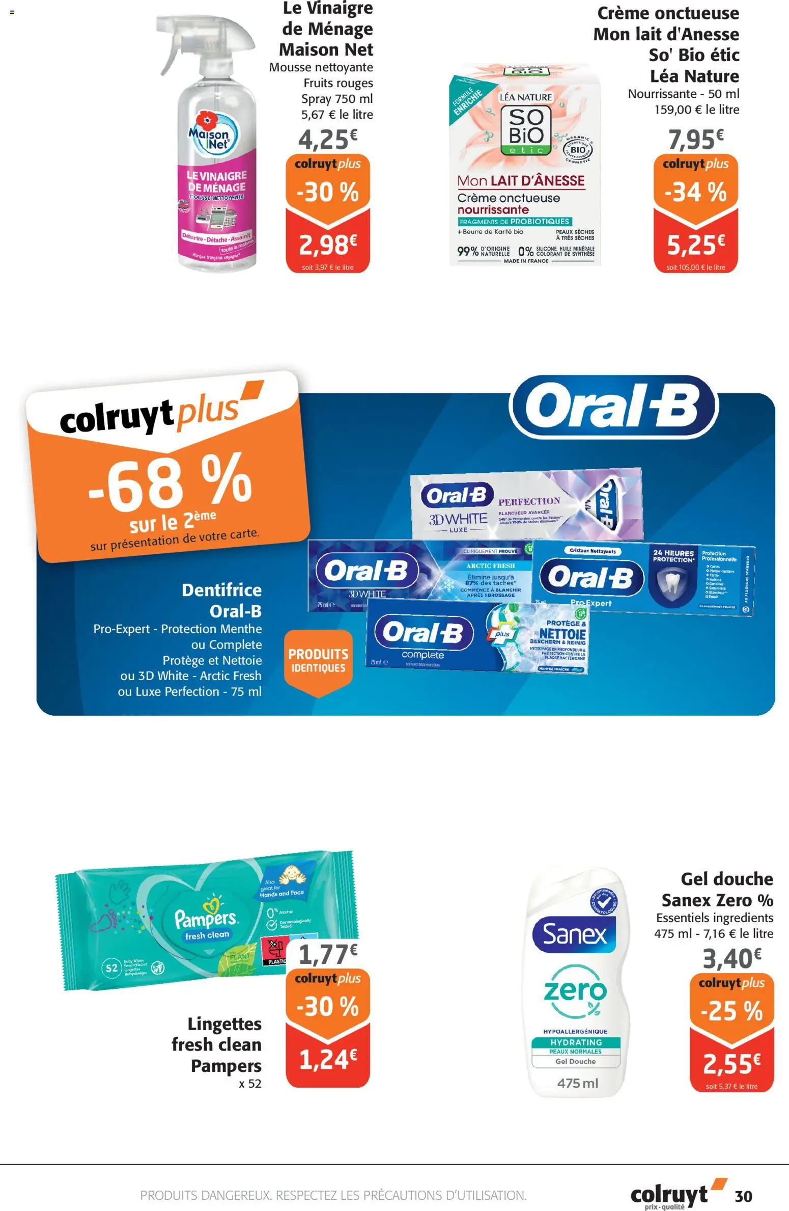 {H1} | Page: 30 | Produits: Menthe, Pampers, Gel douche, Lait