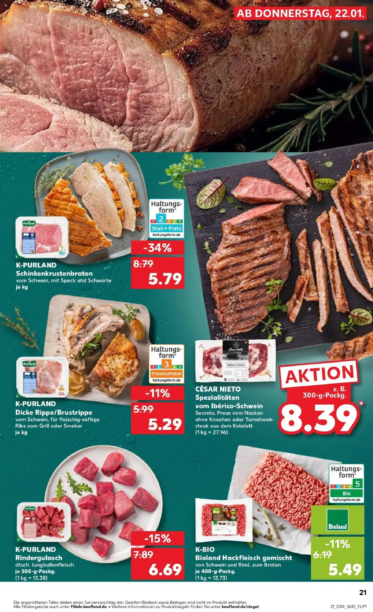 Kaufland prospekt Freising	 – gültig ab 22.01.2026 | Seite: 21 | Produkte: Grill, Rindergulasch, Steak, Hackfleisch